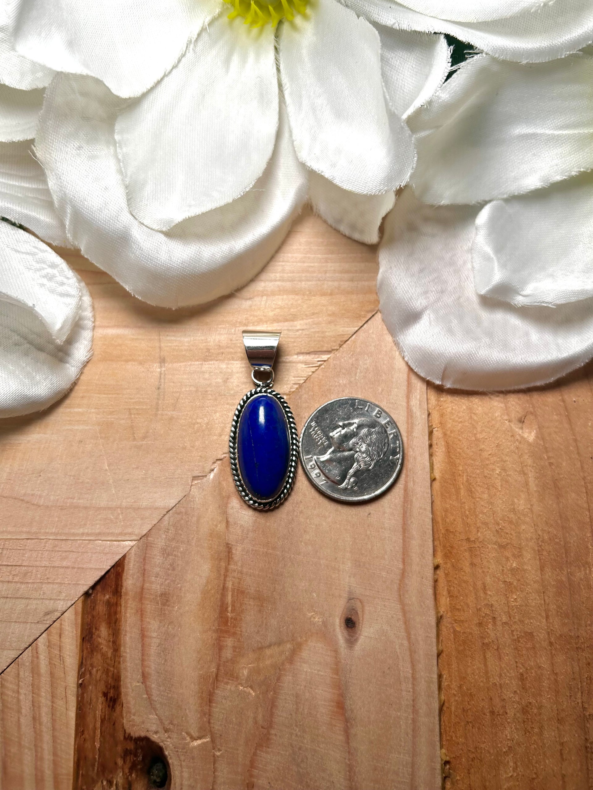 Navajo Made Lapis & Sterling Silver Pendant