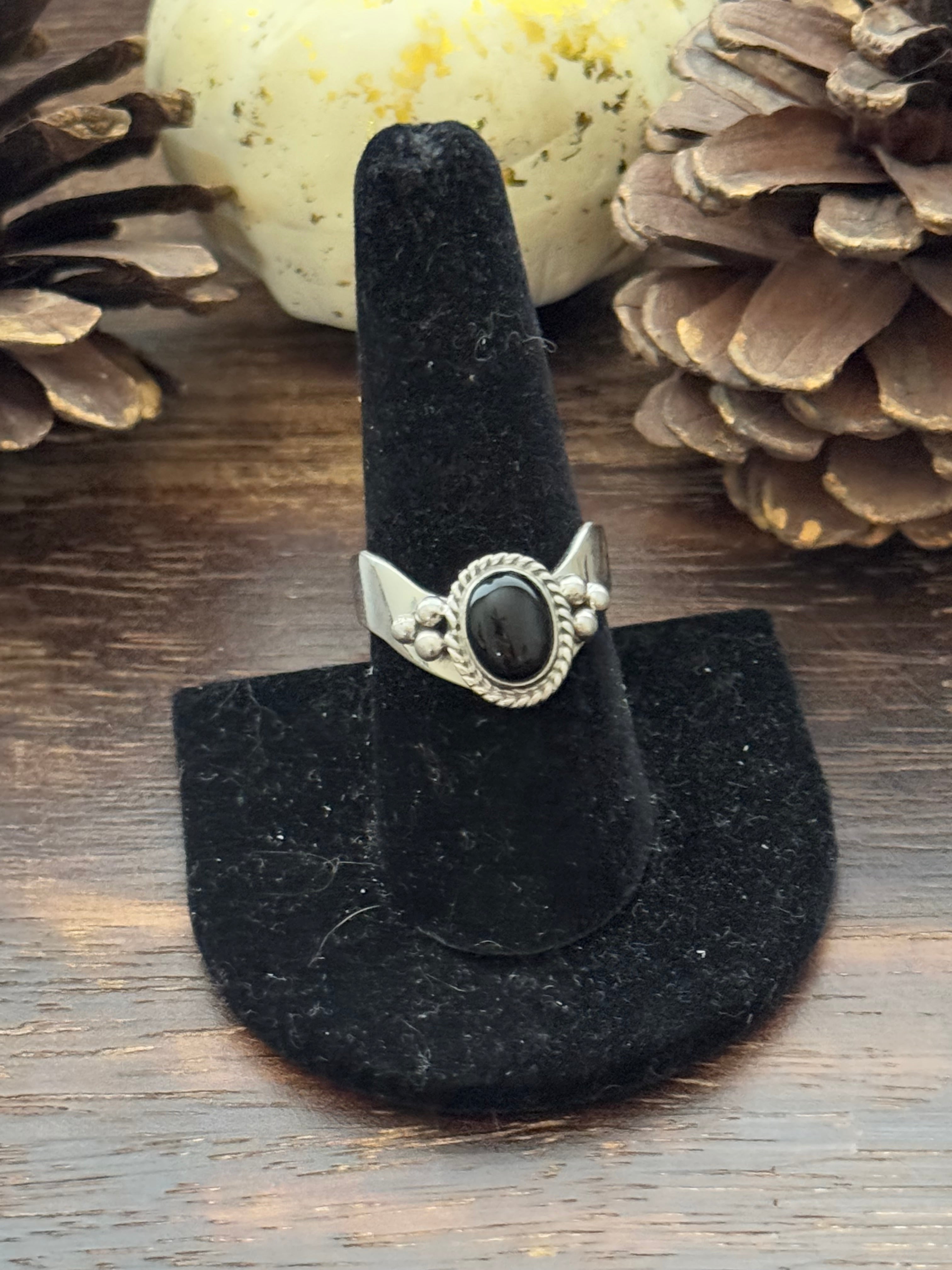 Navajo Made Onyx & Sterling Silver Ring