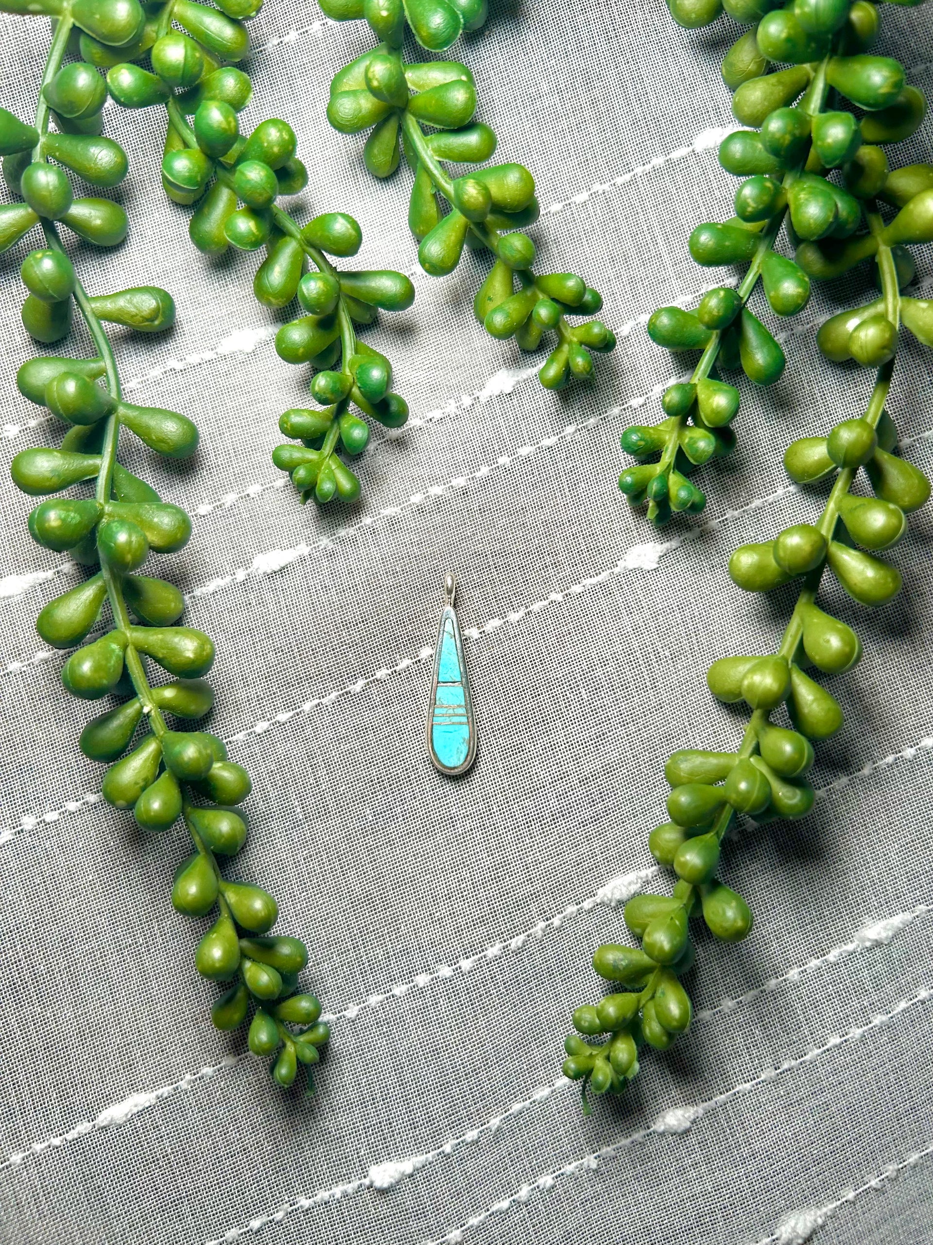 Navajo Made Kingman Turquoise & Sterling Silver Pendant