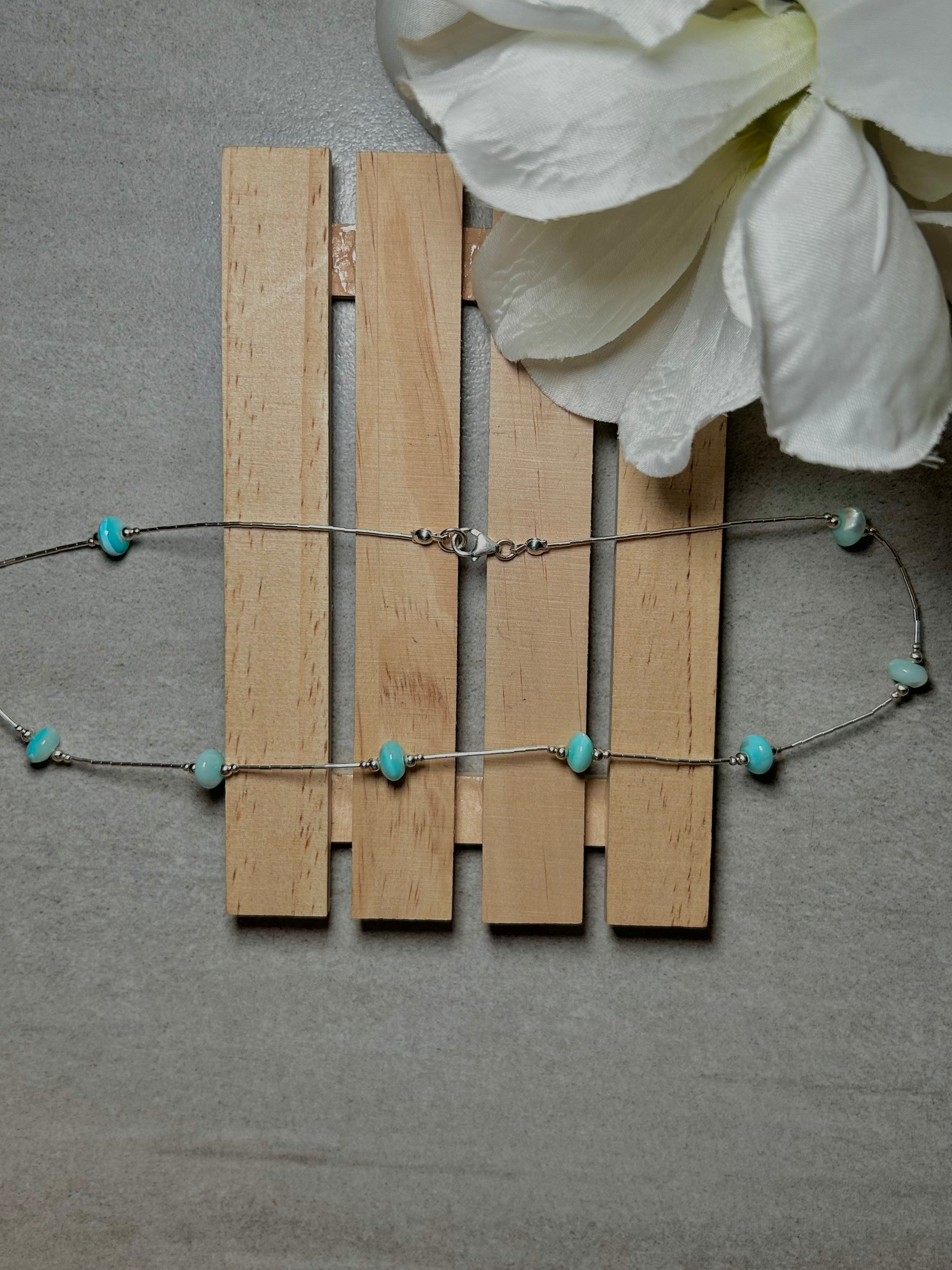 Navajo Made Opal & Sterling Silver Strung Necklace