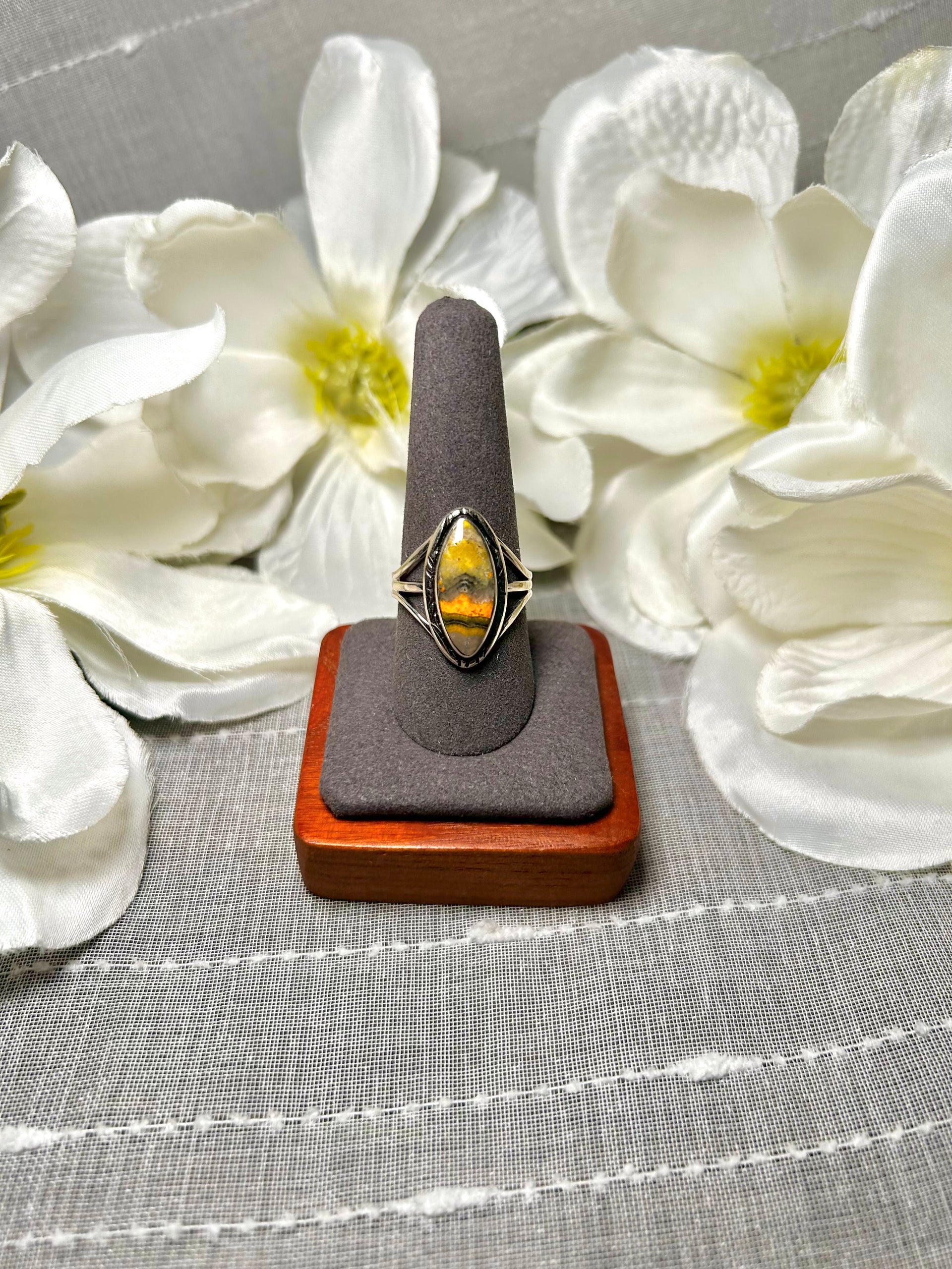 Navajo Made BB Agate & Sterling Silver Ring Size 9.5
