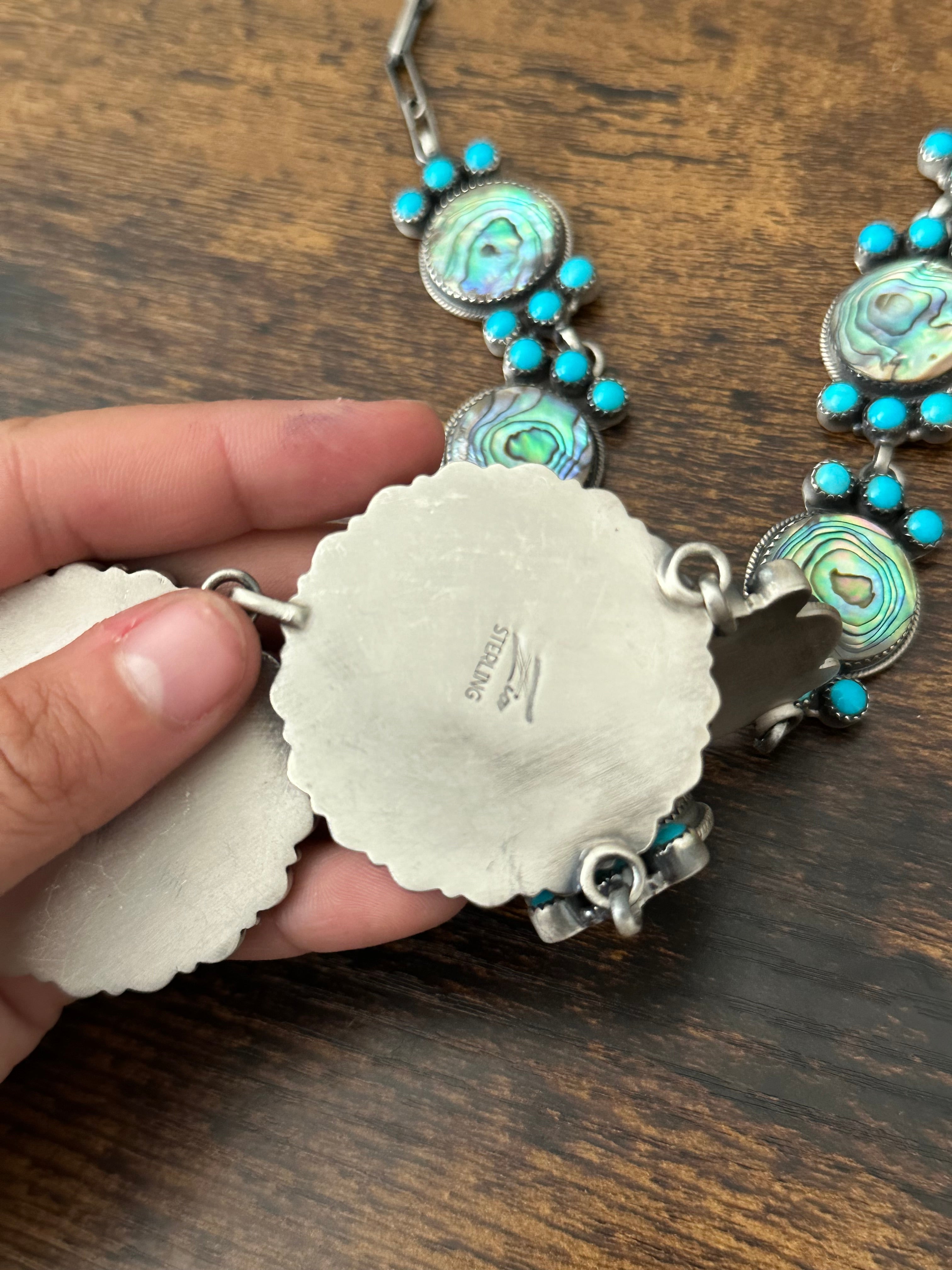 Navajo Made Multi Stone & Sterling Silver Necklace