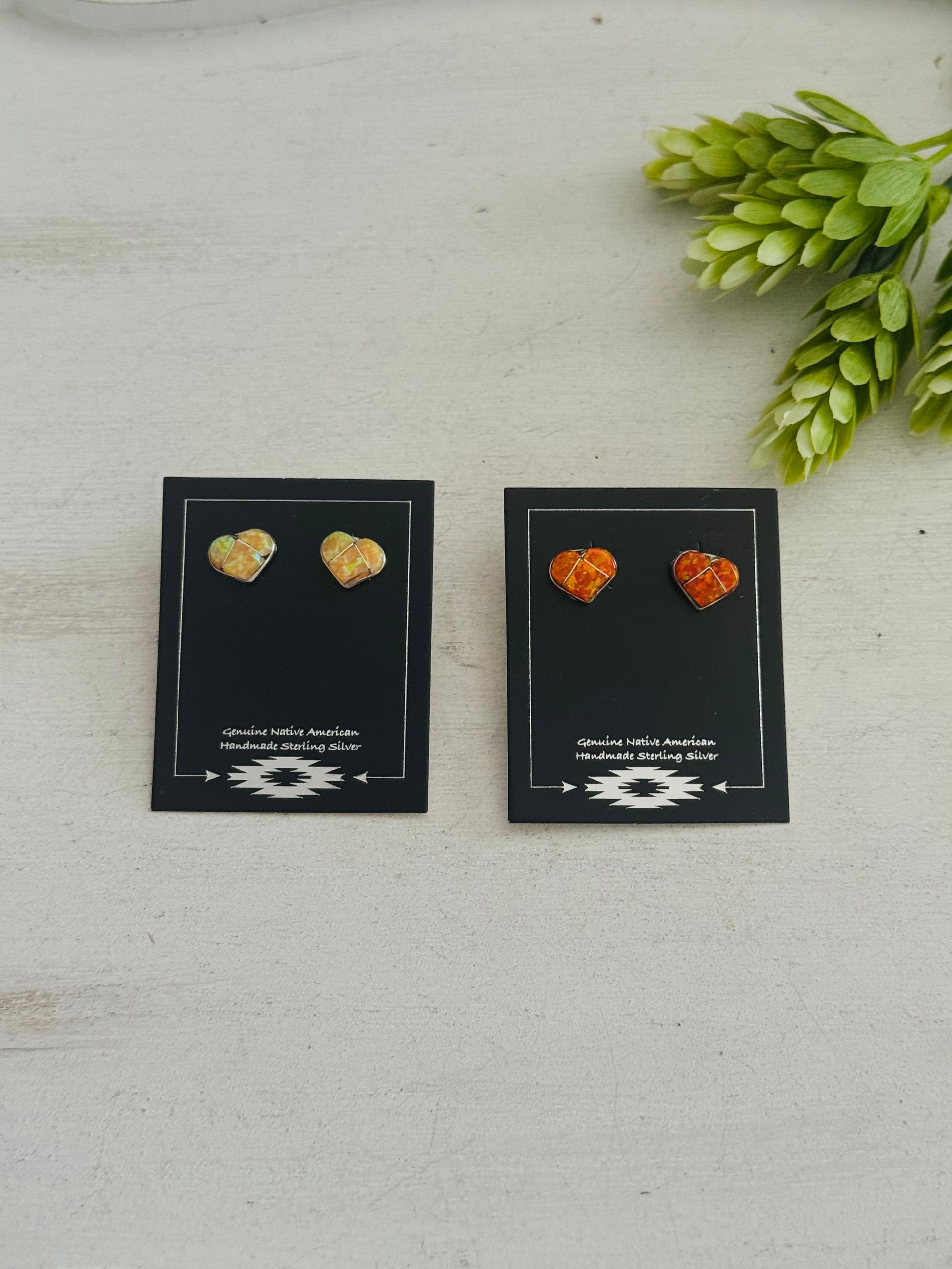 Zuni Made Sterling Silver Post Heart Earrings