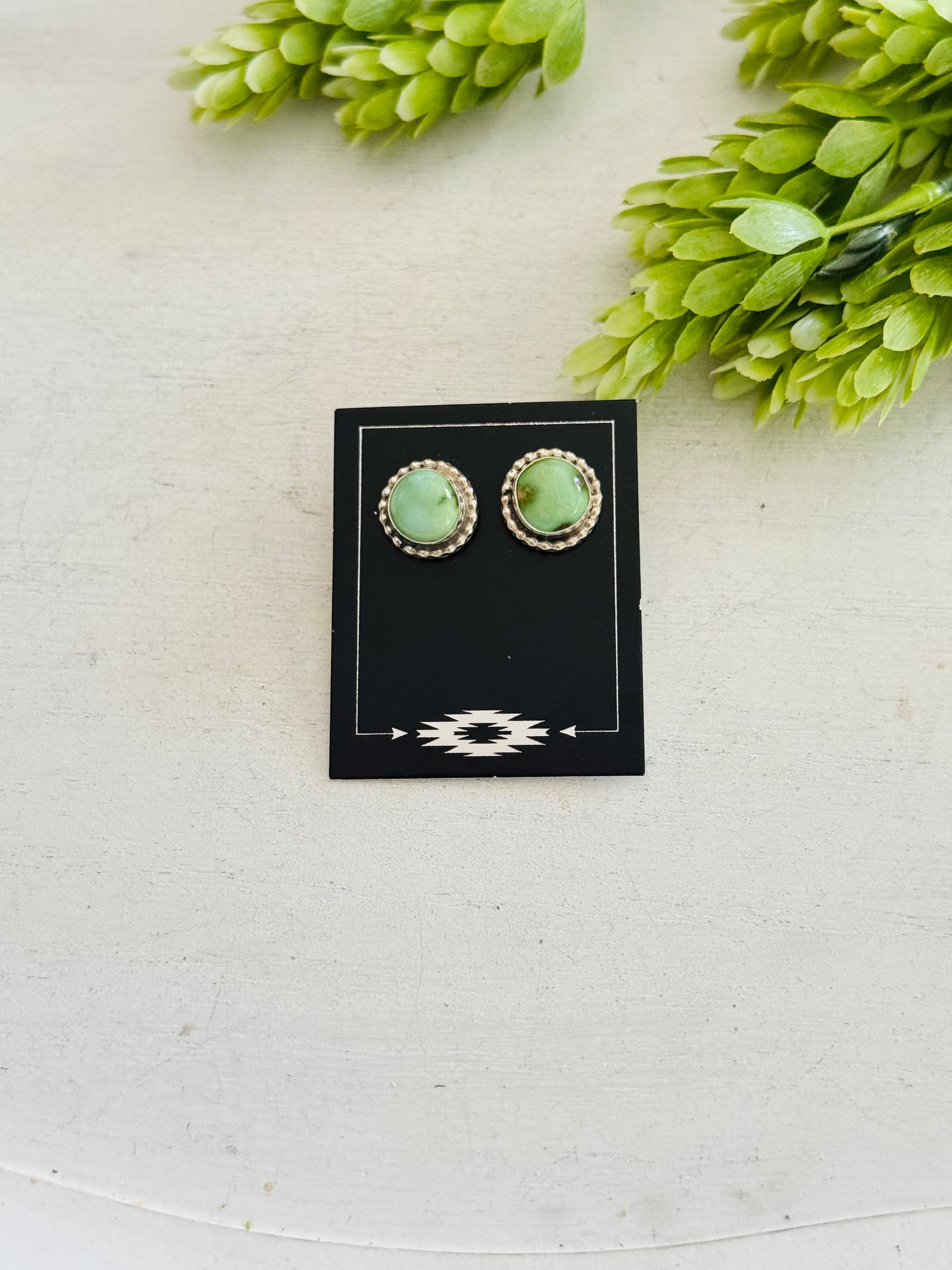 Navajo Made Sonoran Mountain Turquoise & Sterling Silver Post Earrings