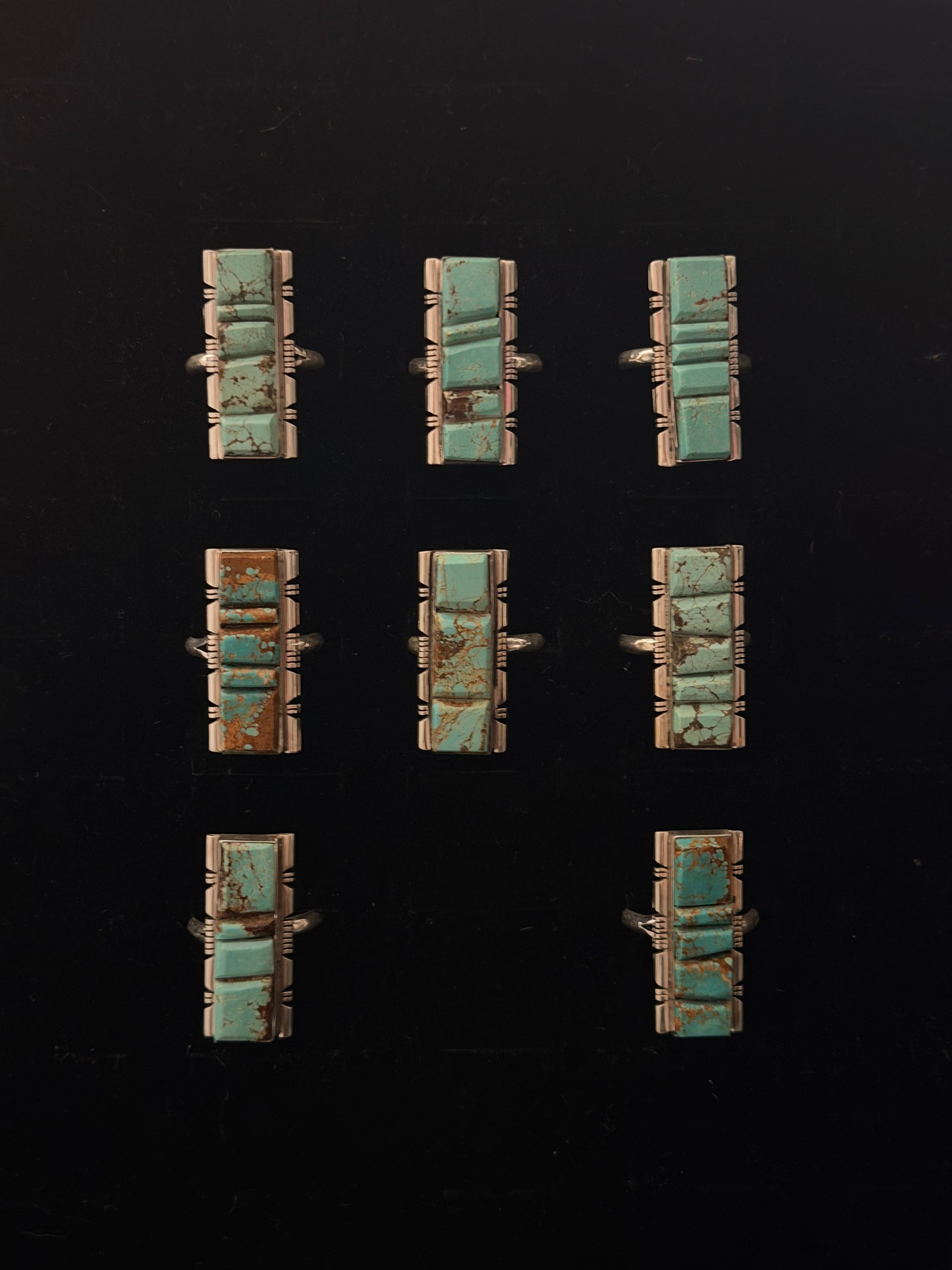 Steve Francisco Mine #8 Turquoise & Sterling Sliver Cobblestone Adjustable Ring