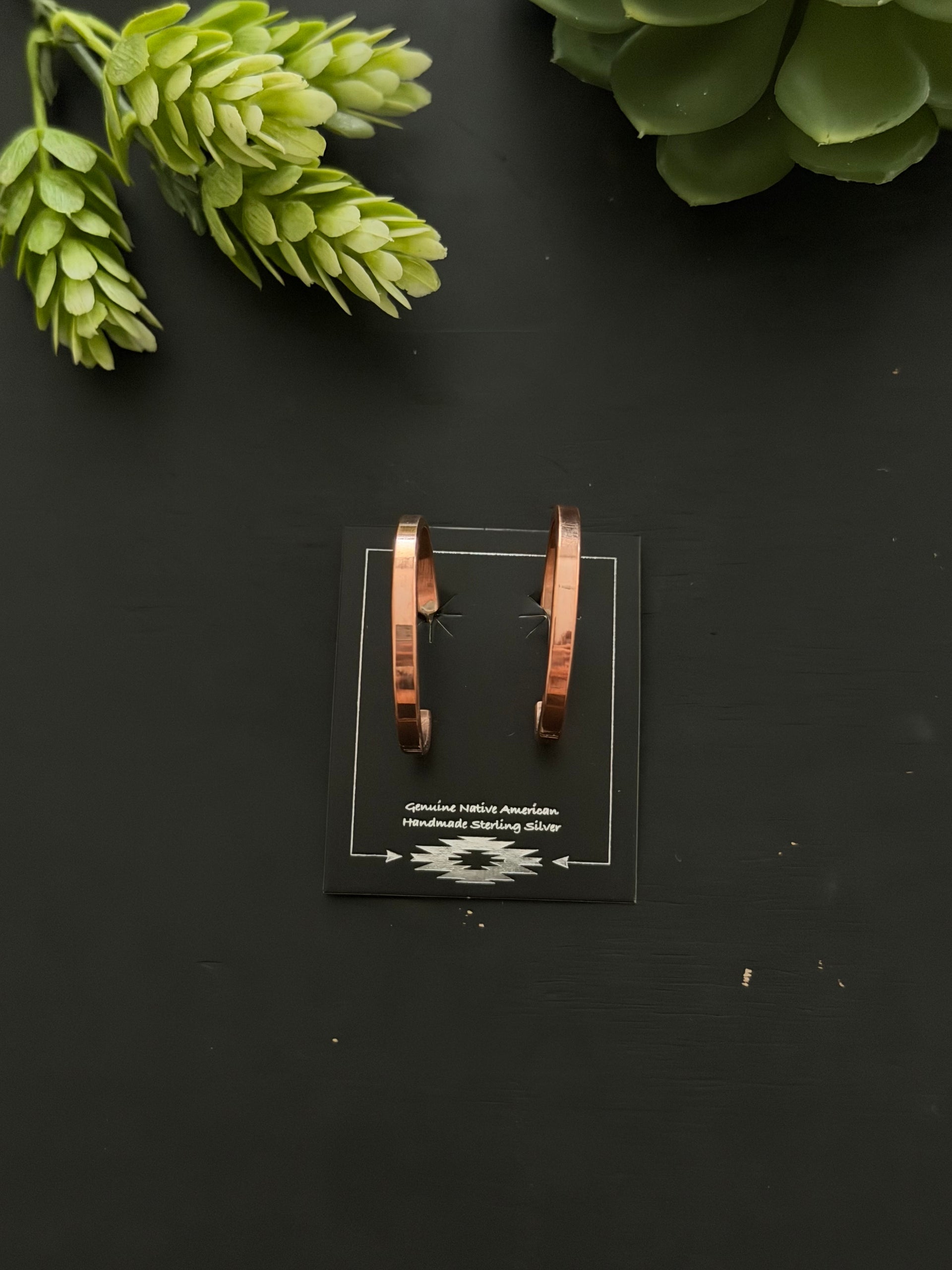 Navajo Made Copper Dangle Hoop Earrings