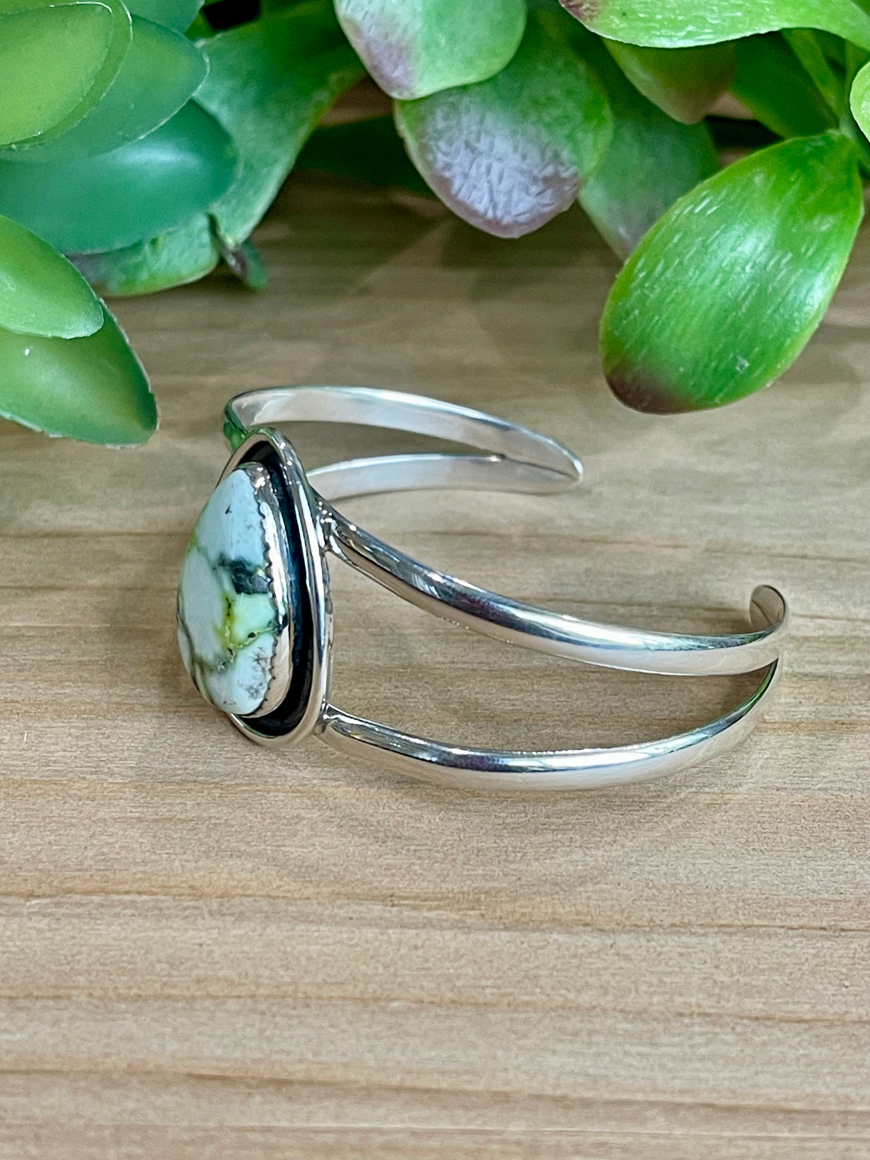 Southwest Handmade Palomino Variscite & Sterling Silver Cuff Bracelet