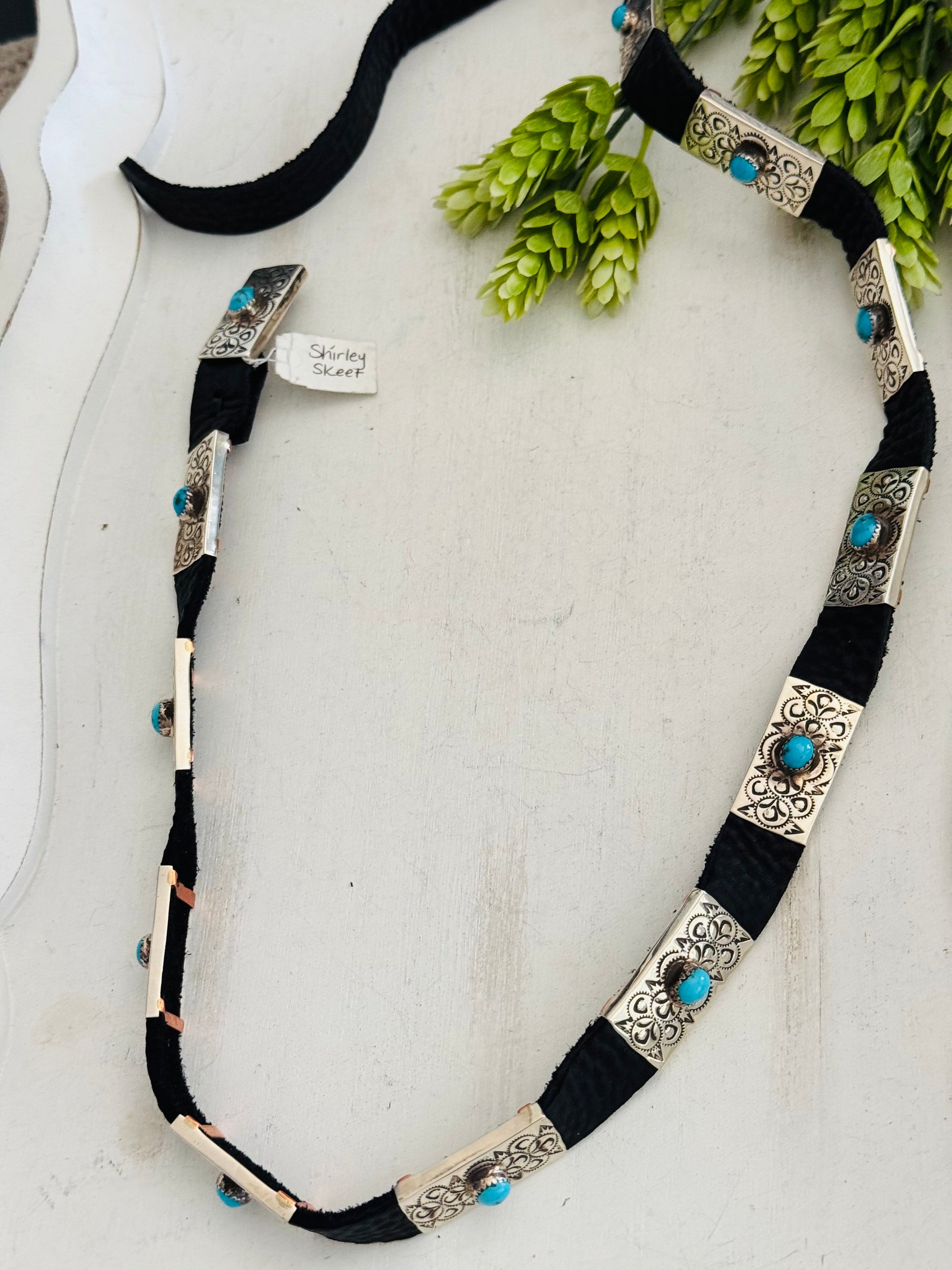 Shirley Skeets Kingman Turquoise & Sterling Silver Concho Belt