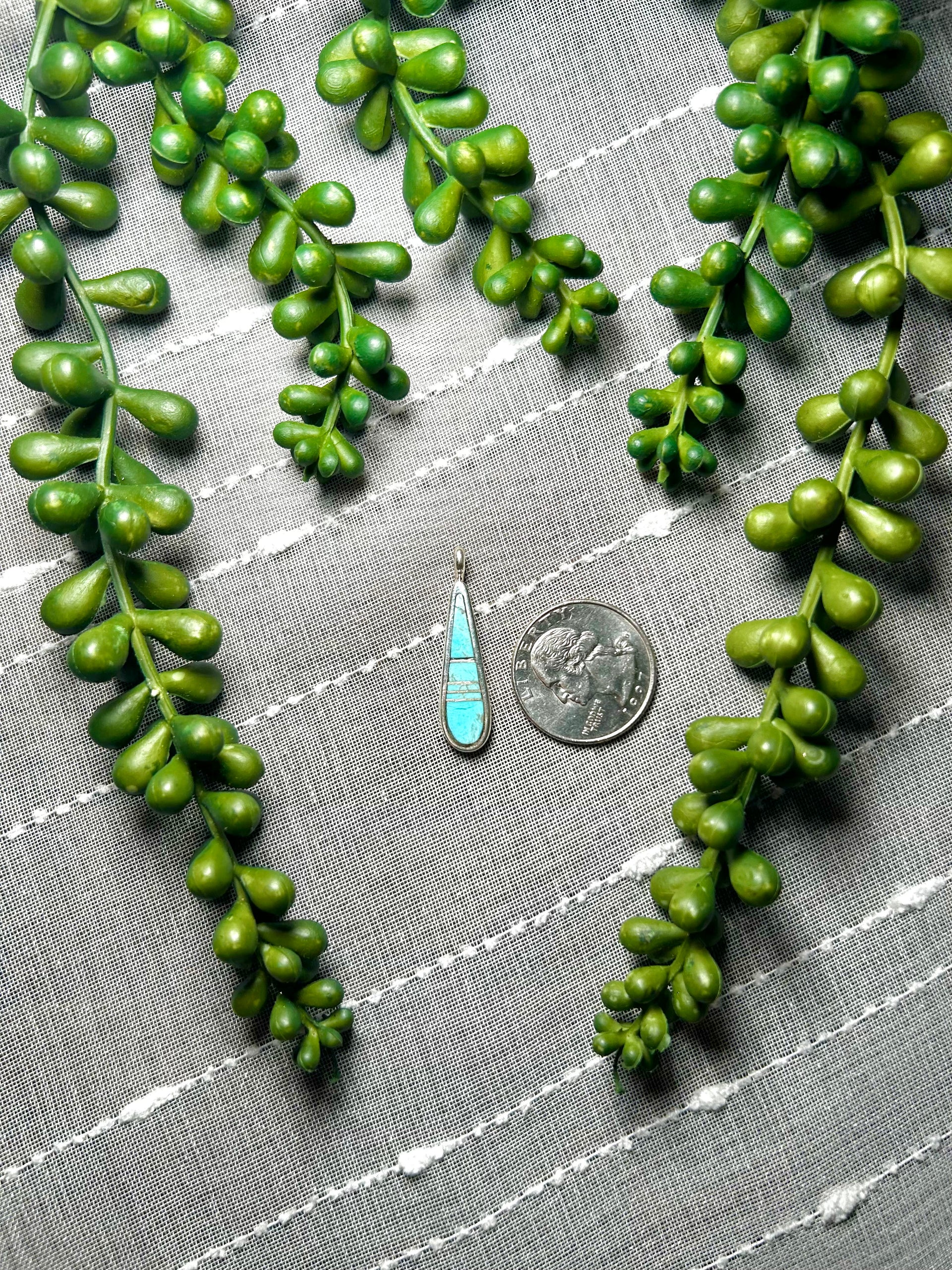 Navajo Made Kingman Turquoise & Sterling Silver Pendant