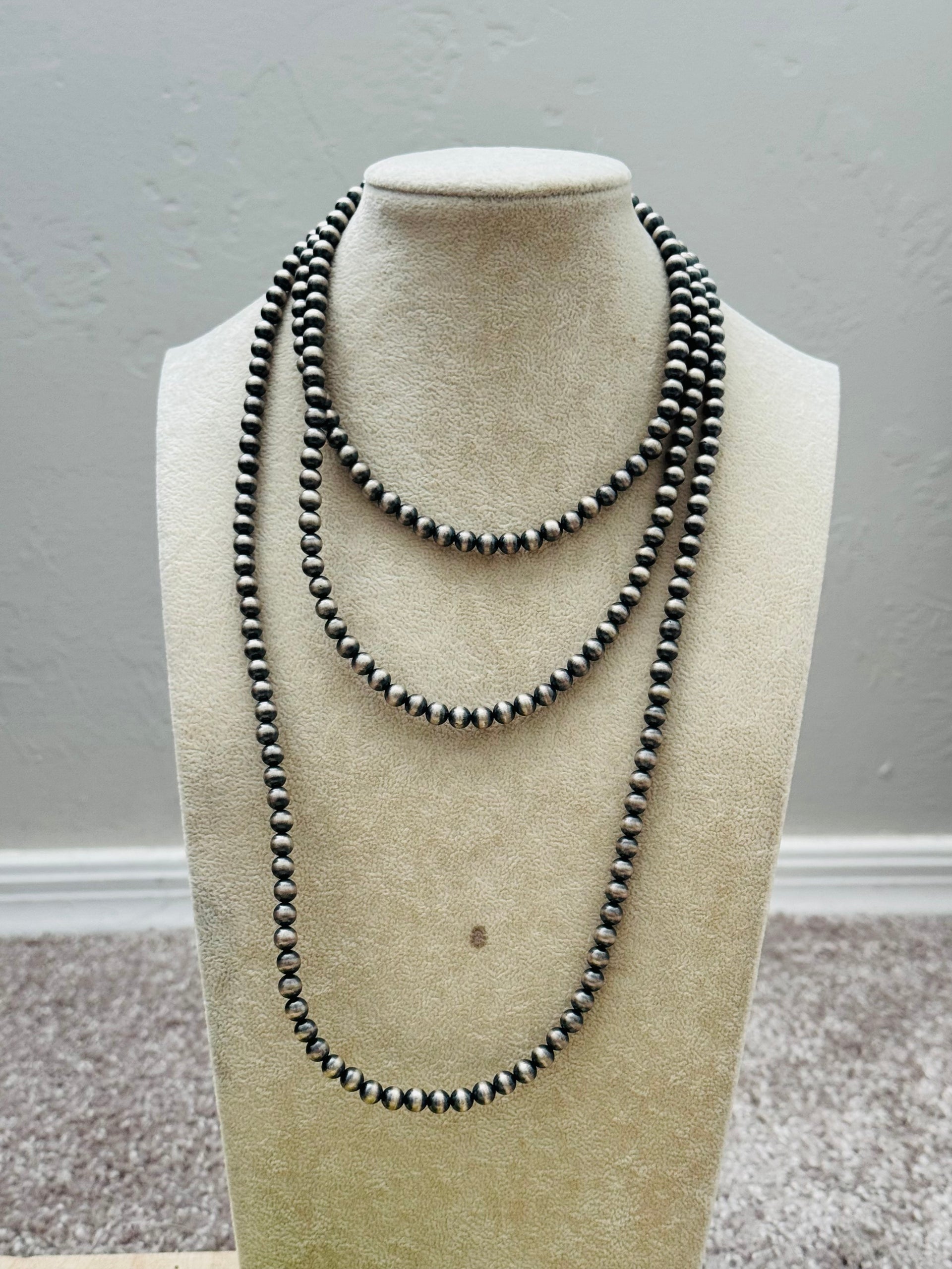 Southwest Handmade Sterling Sliver Pearl Necklace