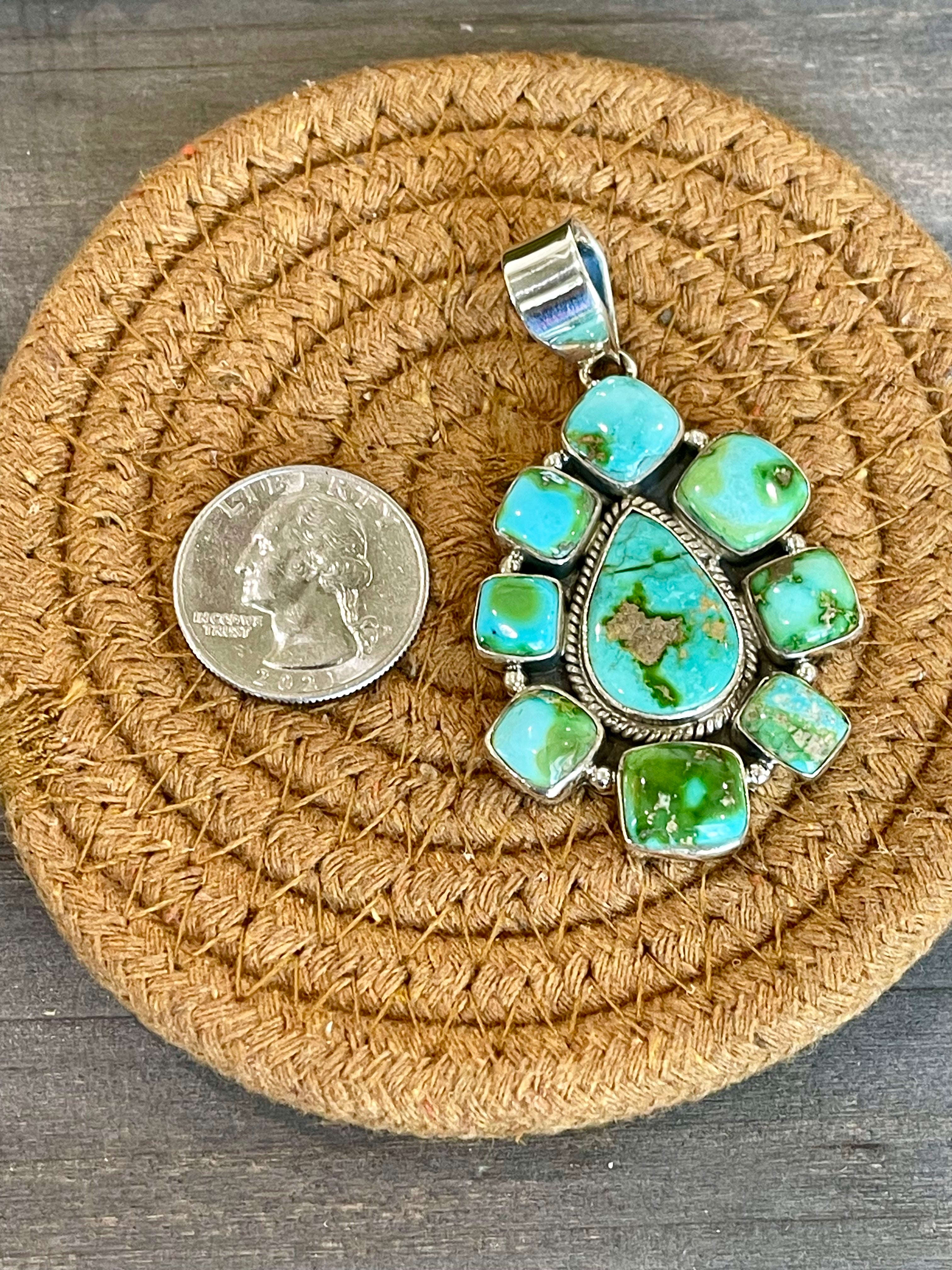 Southwest Handmade Sonoran Mountain Turquoise & Sterling Silver Pendant