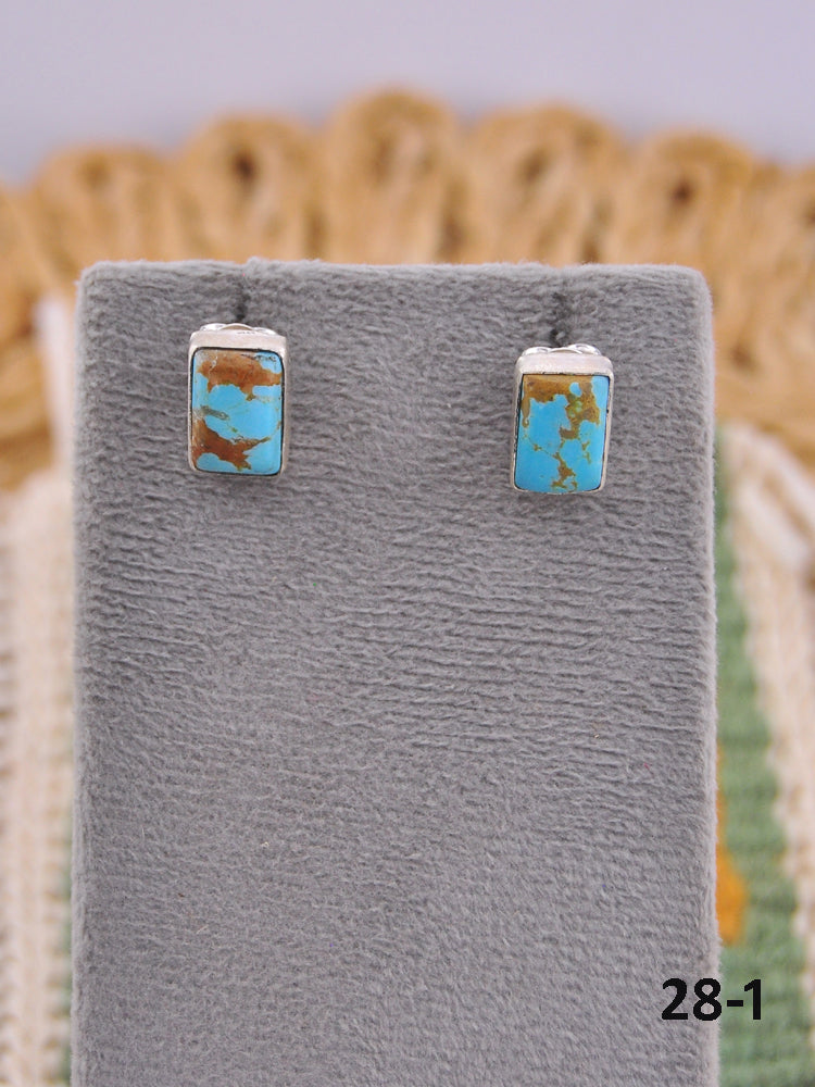 Southwest Handmade Kingman Turquoise & Sterling Silver Post Earrings