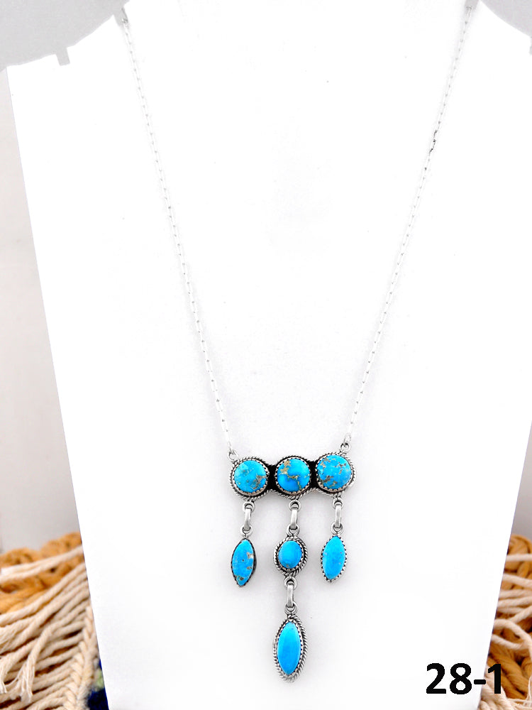 Southwest Handmade White Water Turquoise & Sterling Silver Necklace