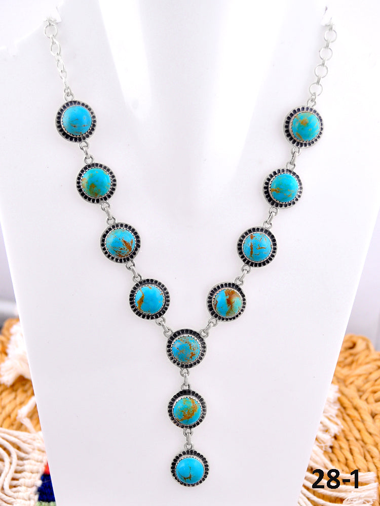 Southwest Made Kingman Turquoise & Sterling Silver Statement Necklace
