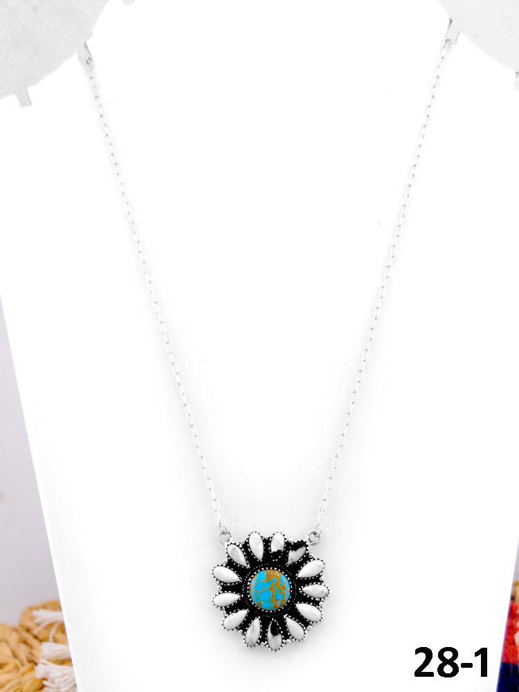 Southwest Handmade Santa Maria with White Buffalo & Sterling Silver Necklace