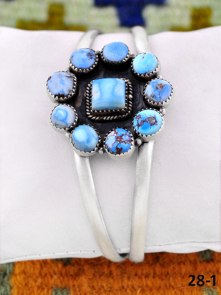 Southwest Handmade Golden Hills Turquoise & Sterling Silver Cuff Bracelet