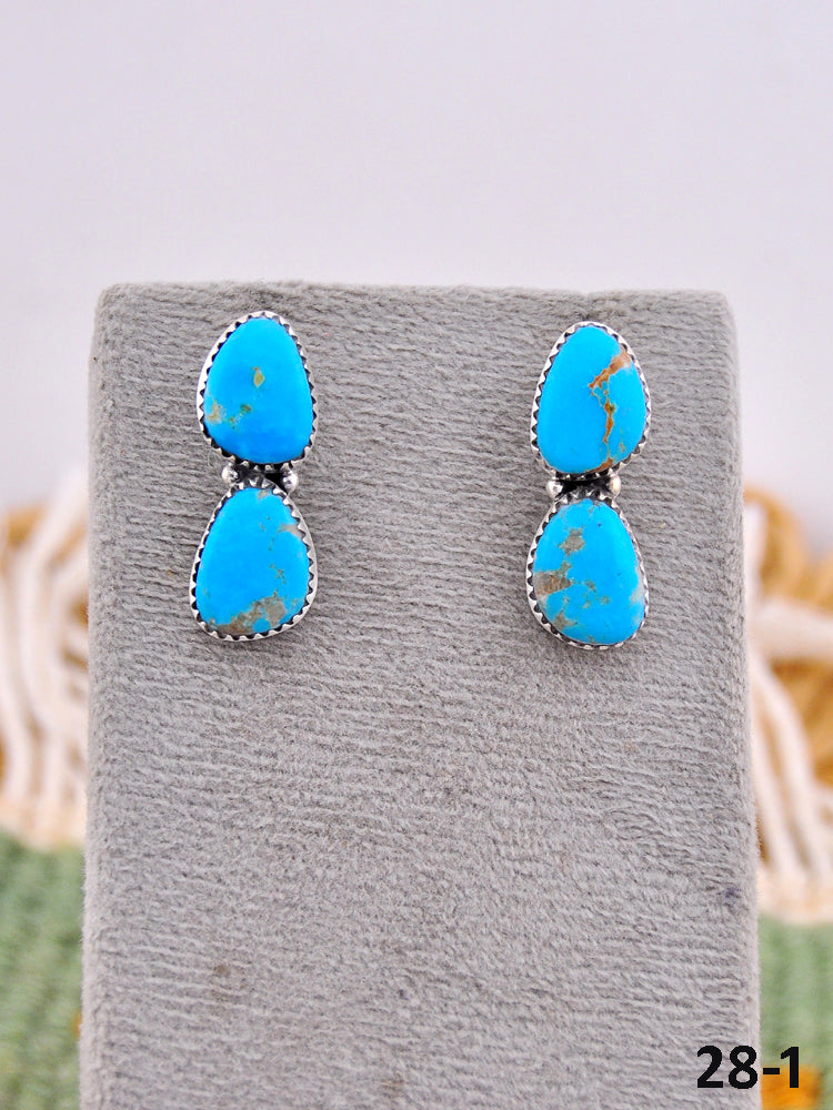 Southwest Made Kingman Turquoise & Sterling Silver Post Earrings