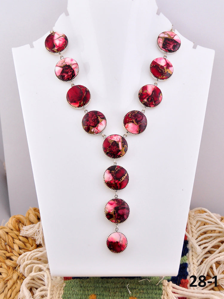 Southwest Made Rose Dahlia & Sterling Silver Necklace