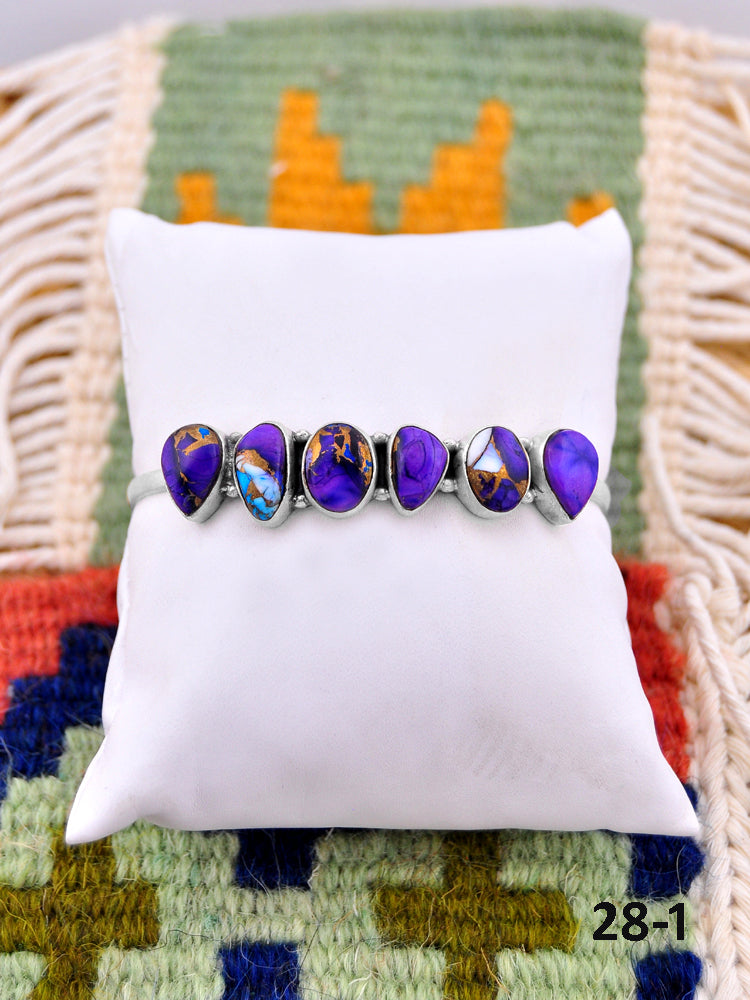Southwest Handmade Purple Dahlia & Sterling Silver Cuff Bracelet