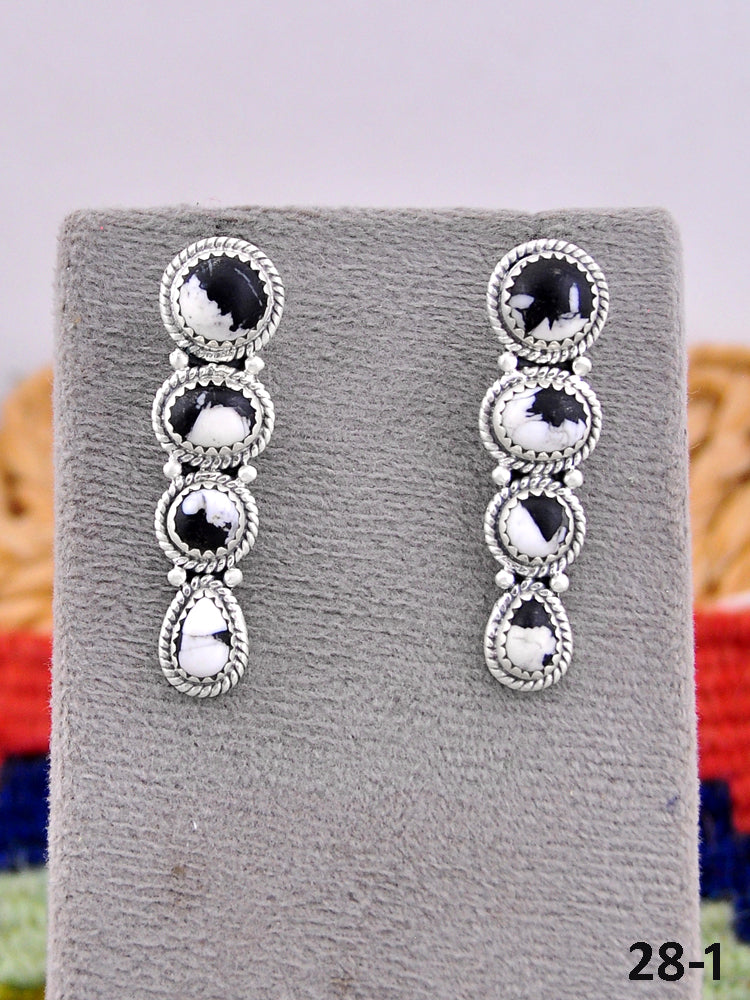 Southwest Made White Buffalo & Sterling Silver Post Earrings