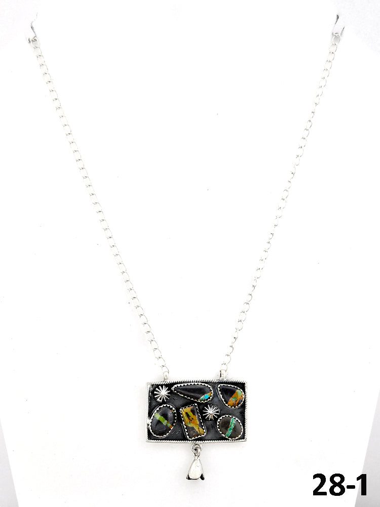 Southwest Handmade Black Jack Turquoise & Sterling Silver Necklace