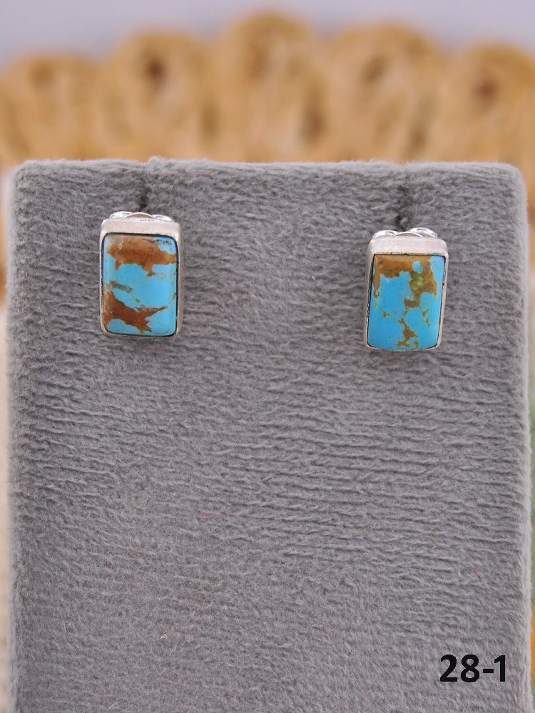 Southwest Handmade Kingman Turquoise & Sterling Silver Post Earrings