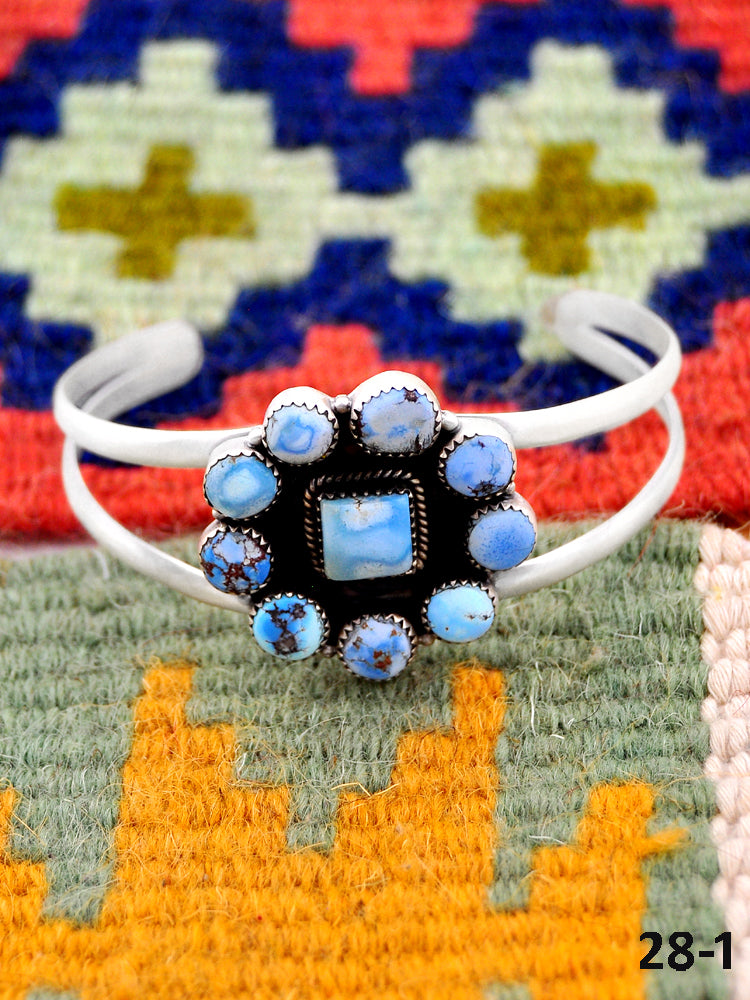 Southwest Handmade Golden Hills Turquoise & Sterling Silver Cuff Bracelet
