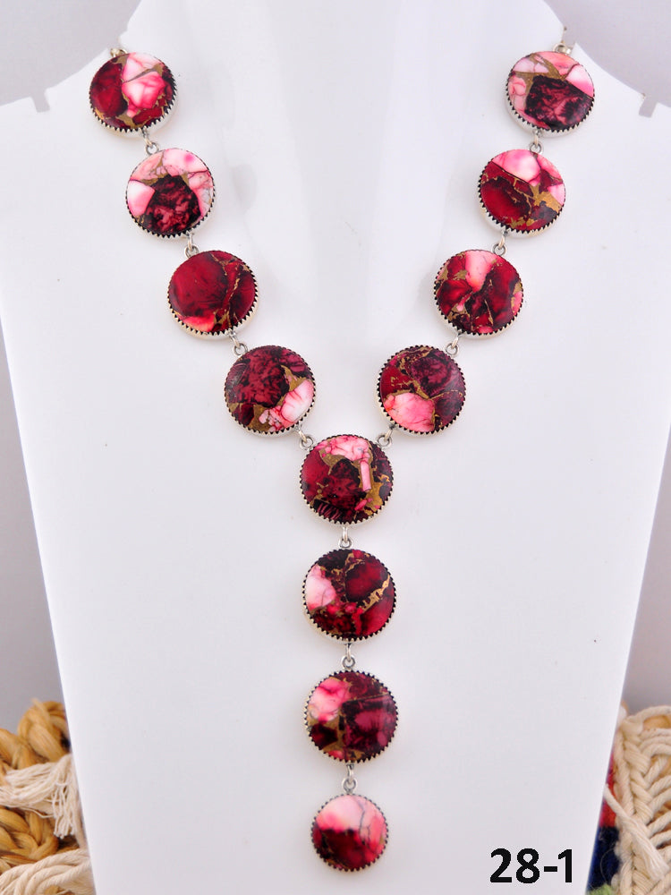 Southwest Made Rose Dahlia & Sterling Silver Necklace