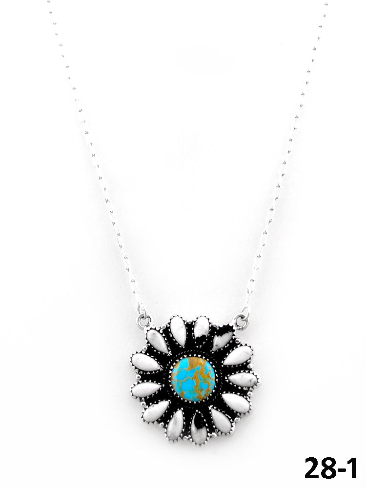 Southwest Handmade Santa Maria with White Buffalo & Sterling Silver Necklace