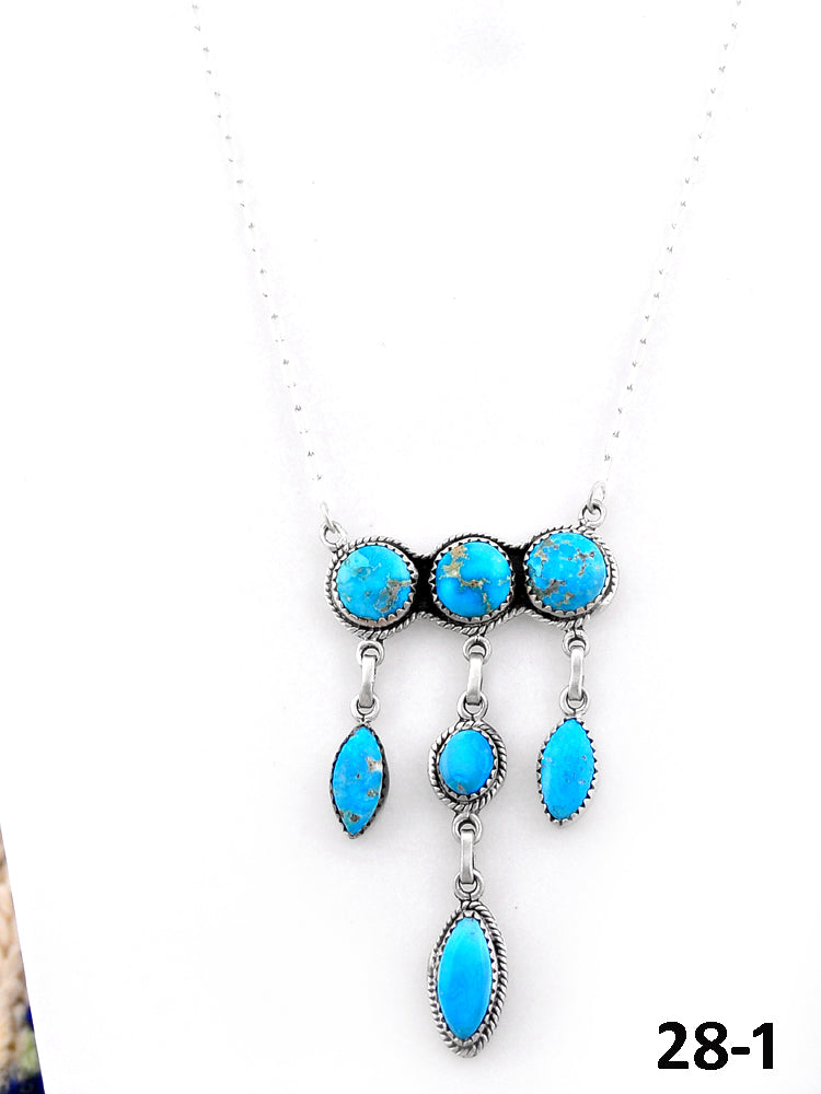 Southwest Handmade White Water Turquoise & Sterling Silver Necklace