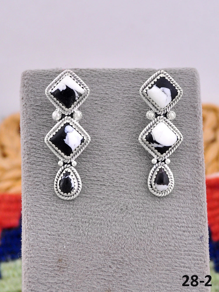 Southwest Made White Buffalo & Sterling Silver Post Earrings