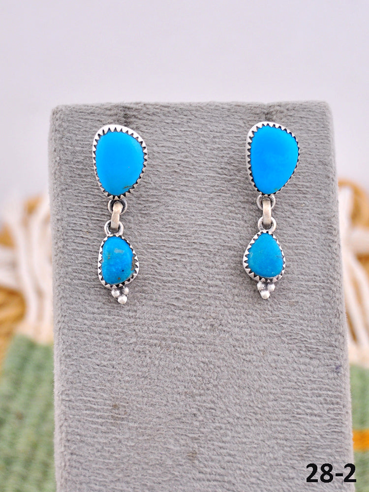 Southwest Made Kingman Turquoise & Sterling Silver Post Earrings