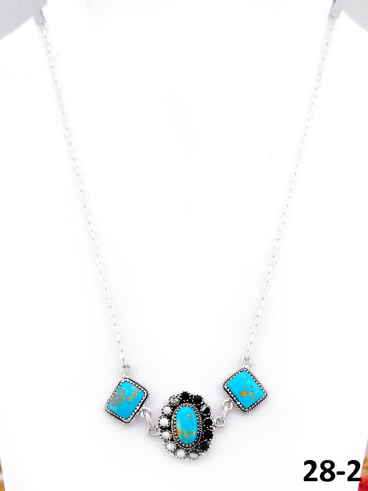 Southwest Handmade Santa Maria with White Buffalo & Sterling Silver Necklace