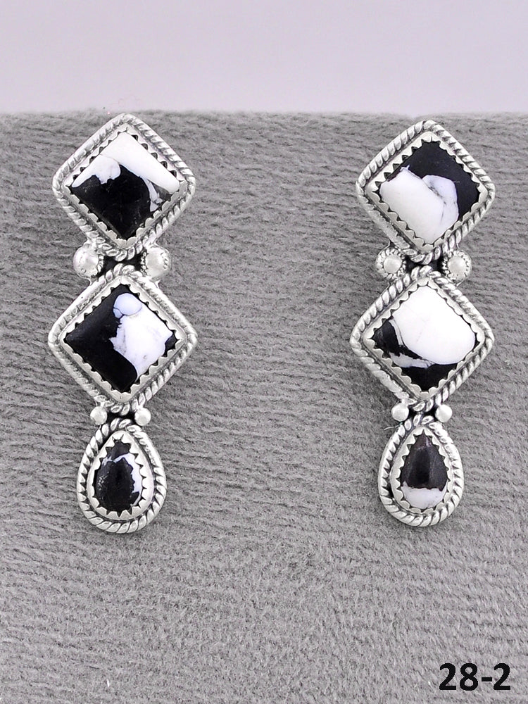 Southwest Made White Buffalo & Sterling Silver Post Earrings