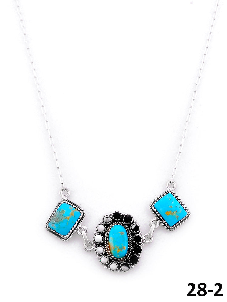 Southwest Handmade Santa Maria with White Buffalo & Sterling Silver Necklace