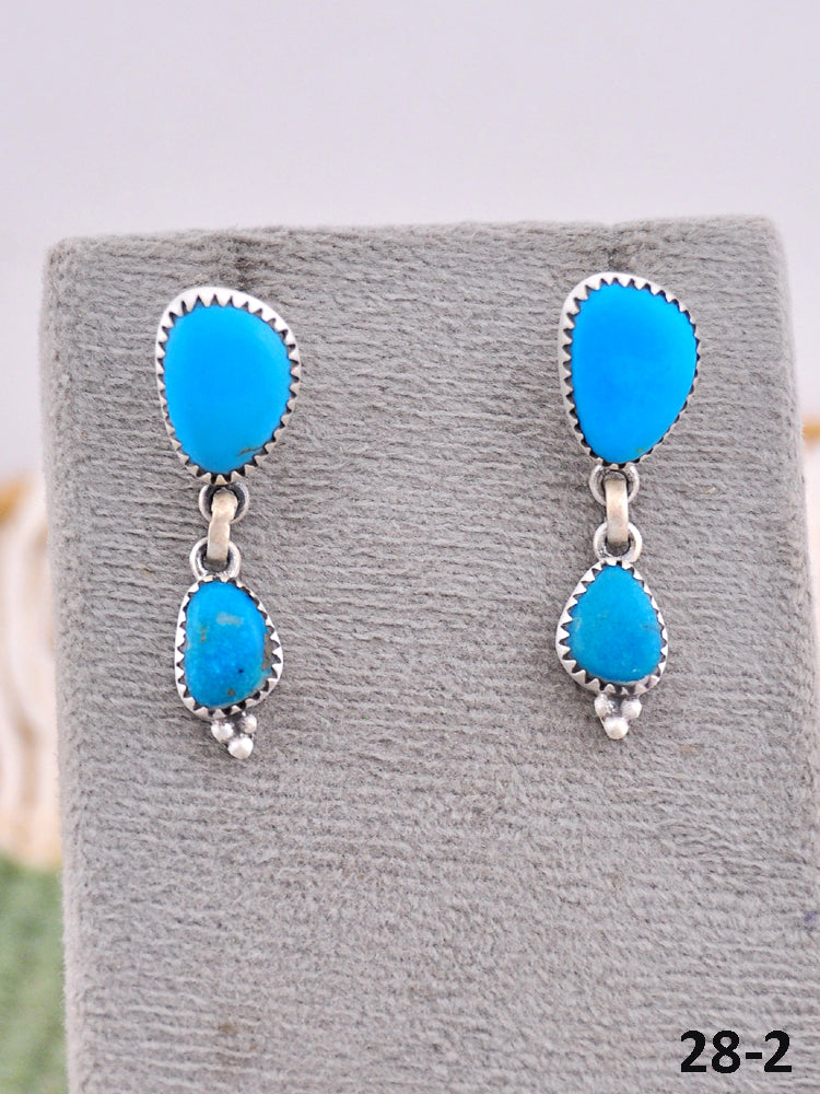 Southwest Made Kingman Turquoise & Sterling Silver Post Earrings
