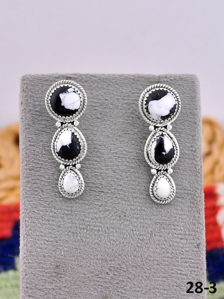 Southwest Made White Buffalo & Sterling Silver Post Earrings