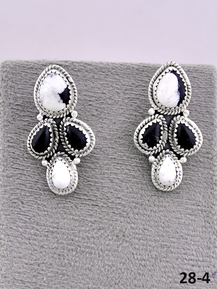 Southwest Made White Buffalo & Sterling Silver Post Earrings