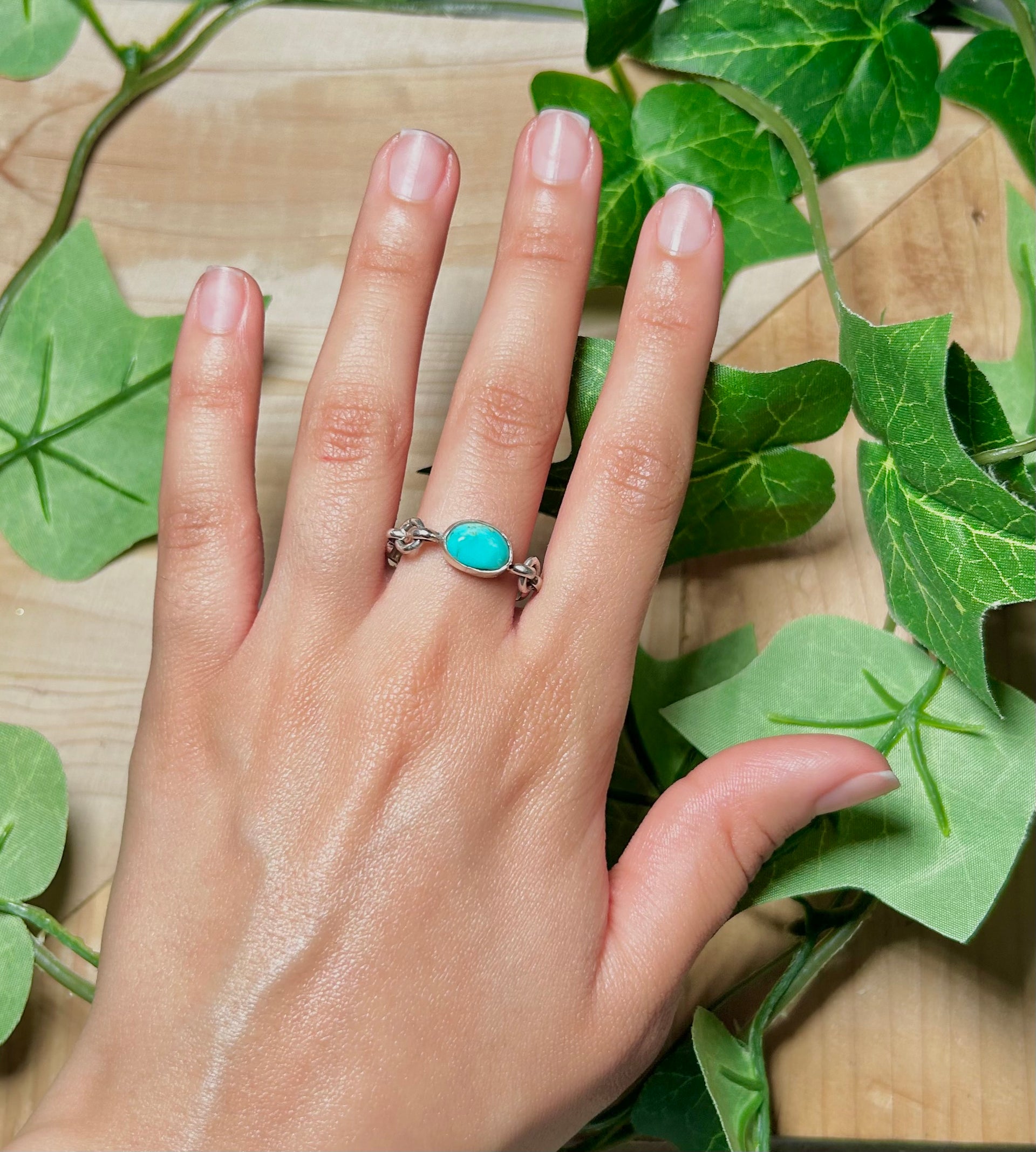 Navajo Made Kingman Turquoise and Sterling Silver Ring Size 10.25