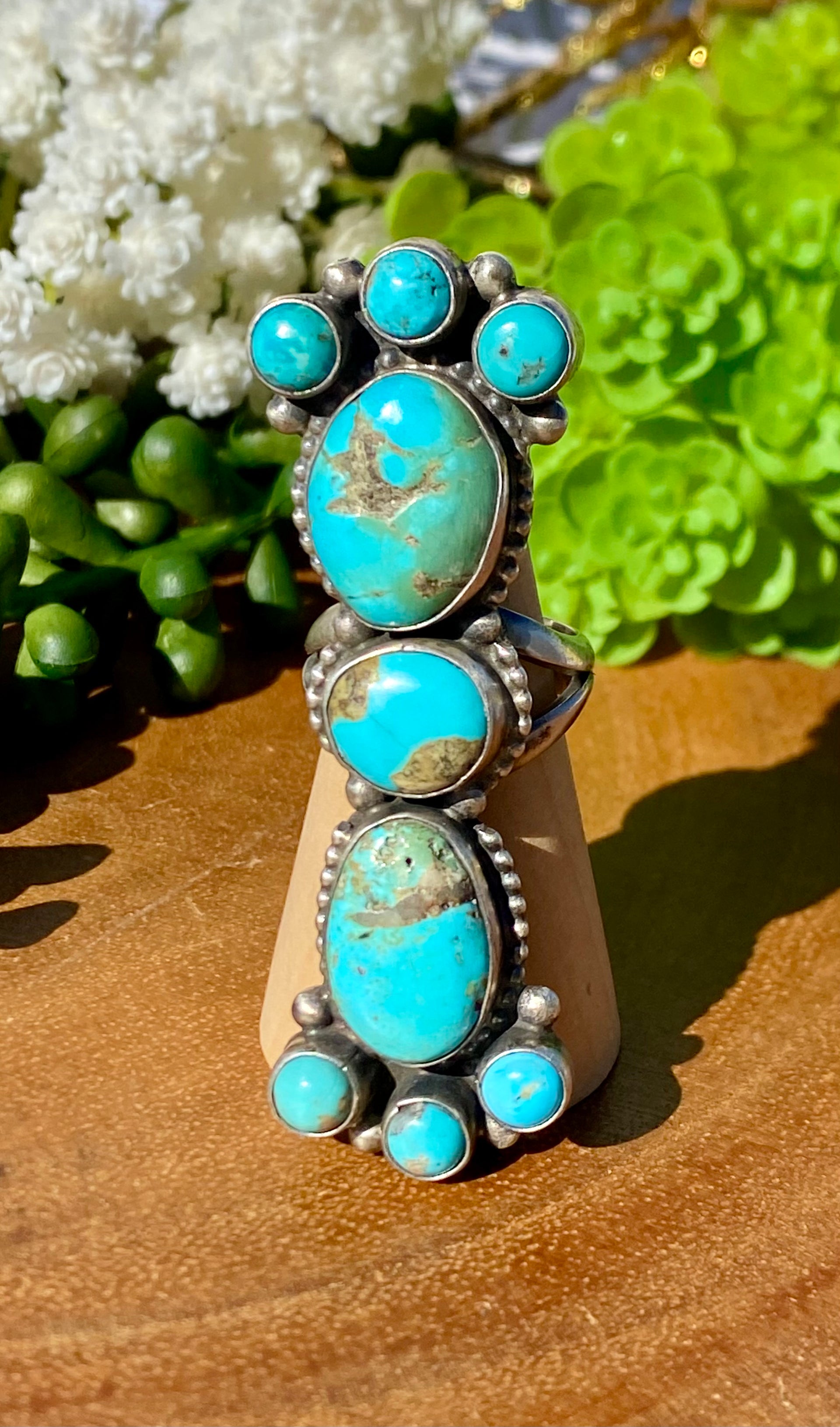 Sheila Becenti Navajo Kingman Turquoise & Sterling Silver Size 7.75