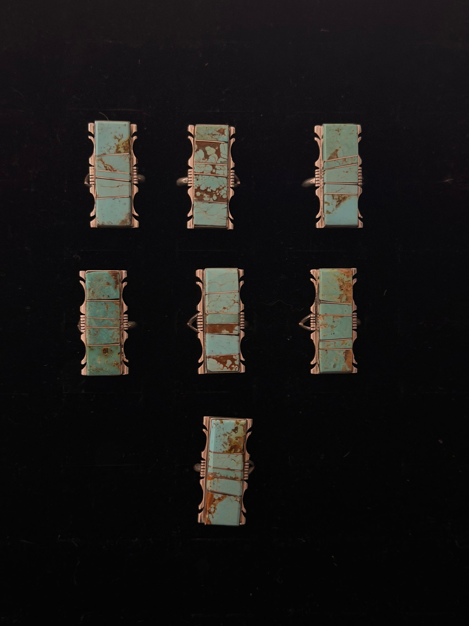 Steve Francisco Mine #8 Turquoise & Sterling Sliver Inlay Adjustable Ring