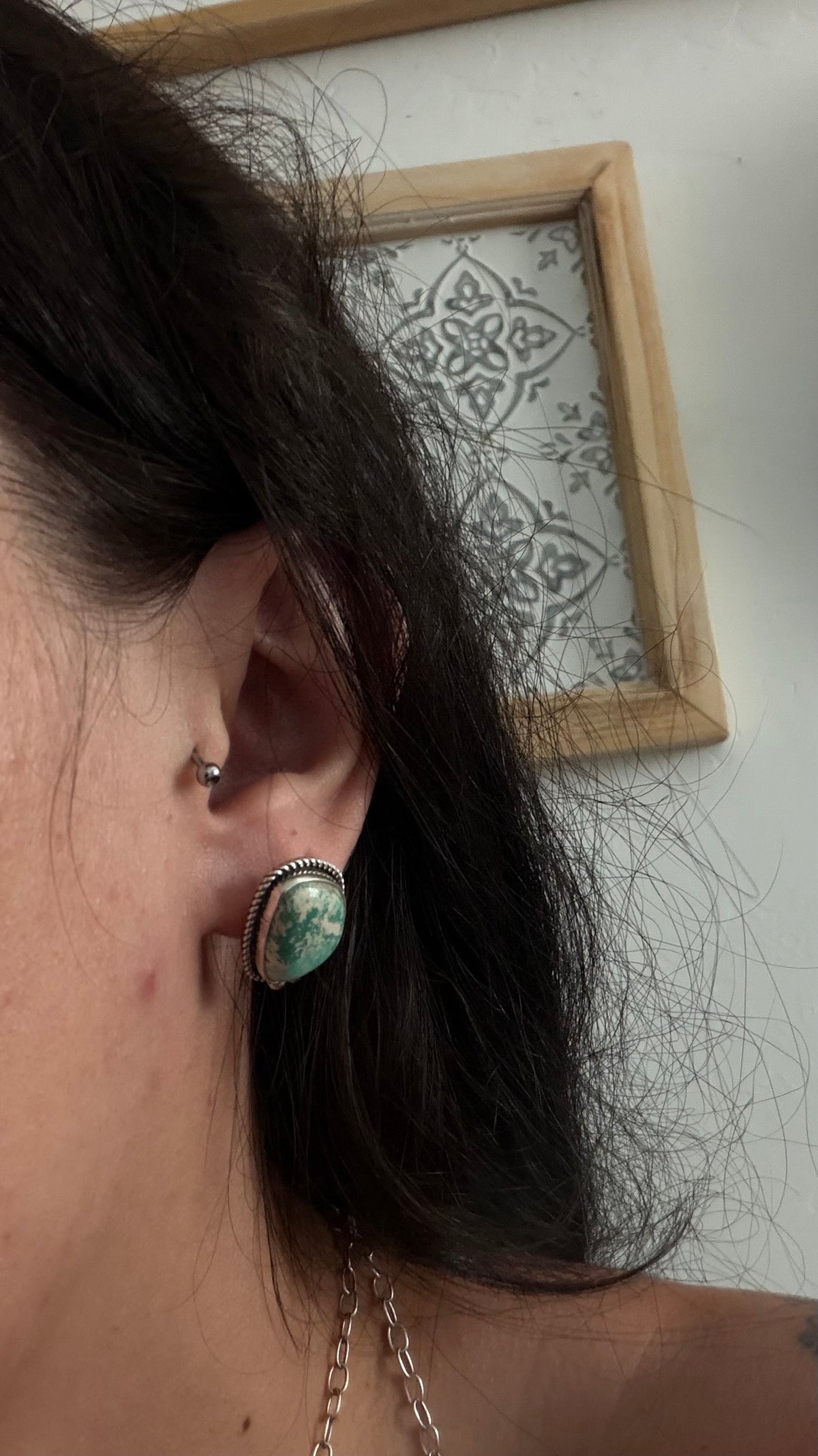 Navajo Made Royston Turquoise & Sterling Silver Post Earrings