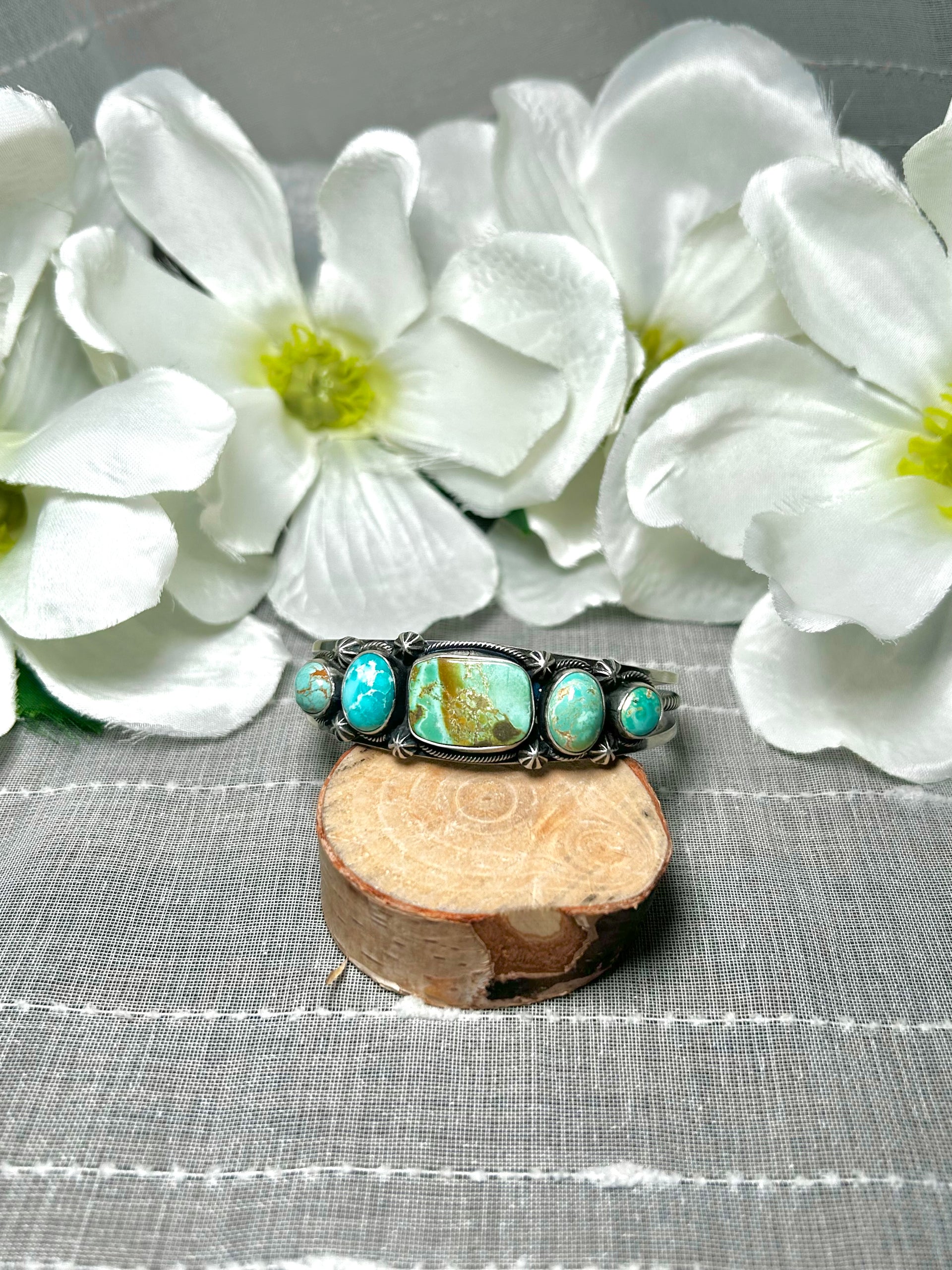 Darrin Livingston Mixed Turquoise & Sterling Silver Cuff Bracelet