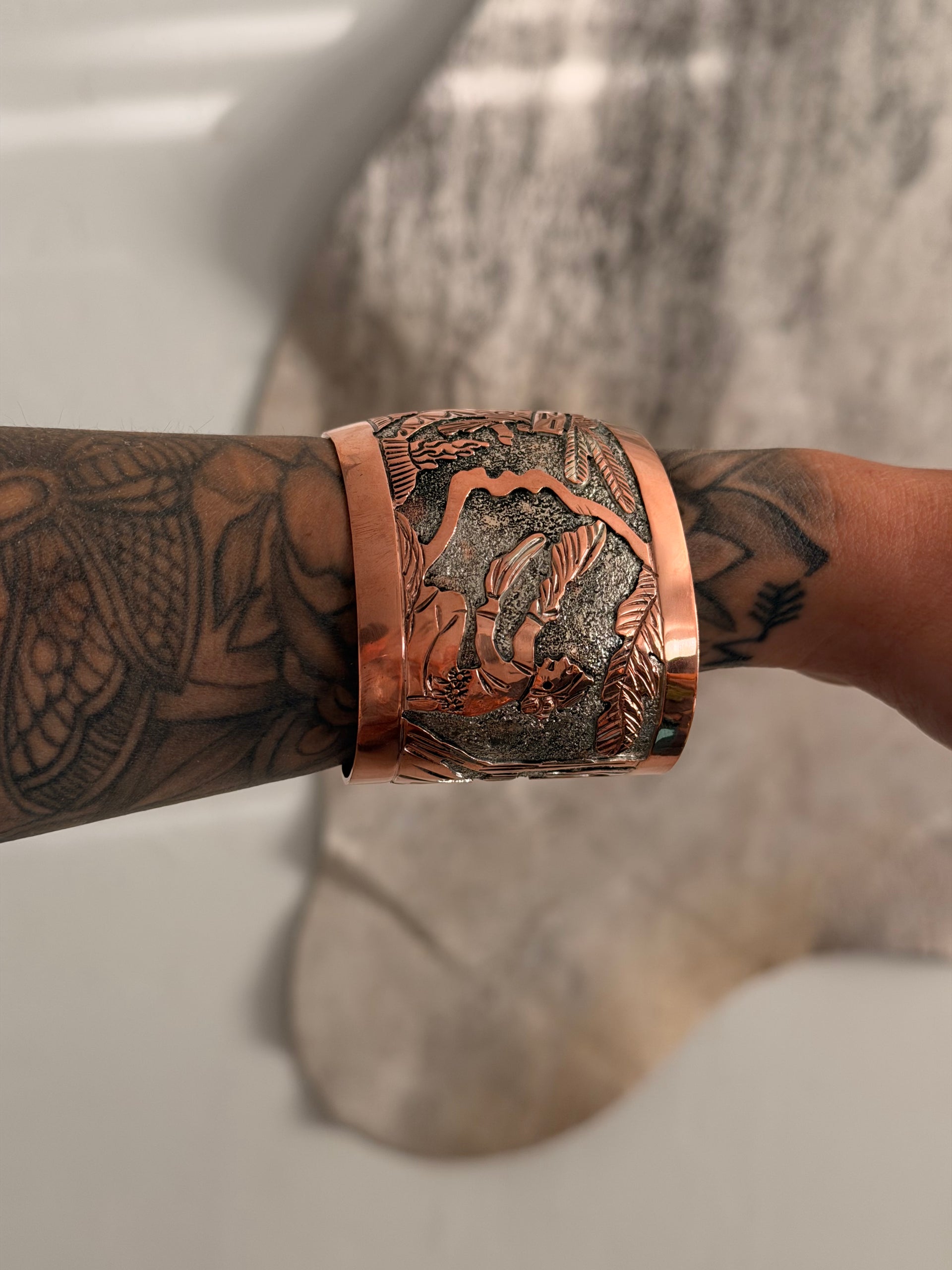 Elaine Becenti Copper Story Teller Cuff Bracelet