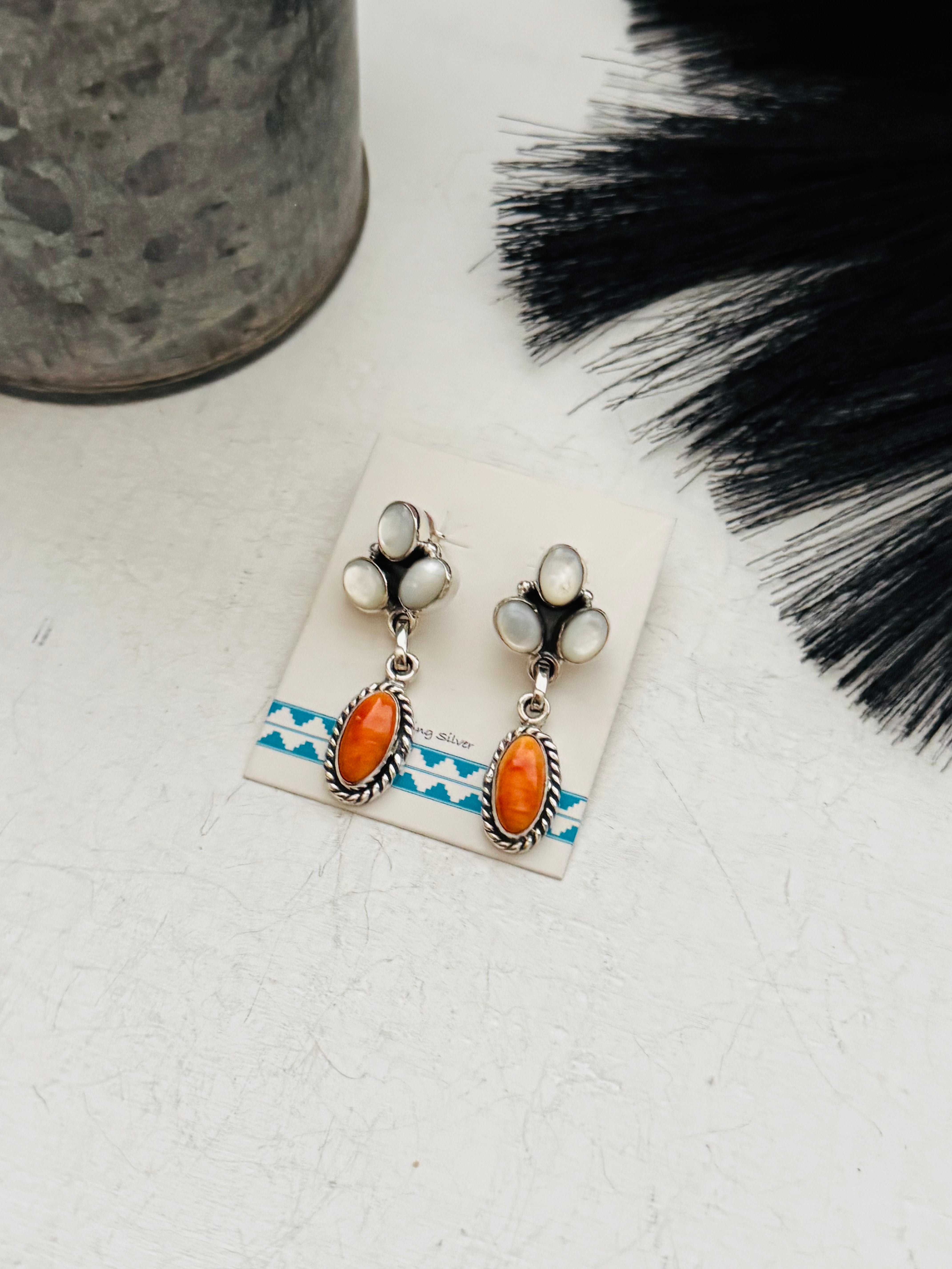 Southwest Handmade Multi Stone & Sterling Silver Post Earrings