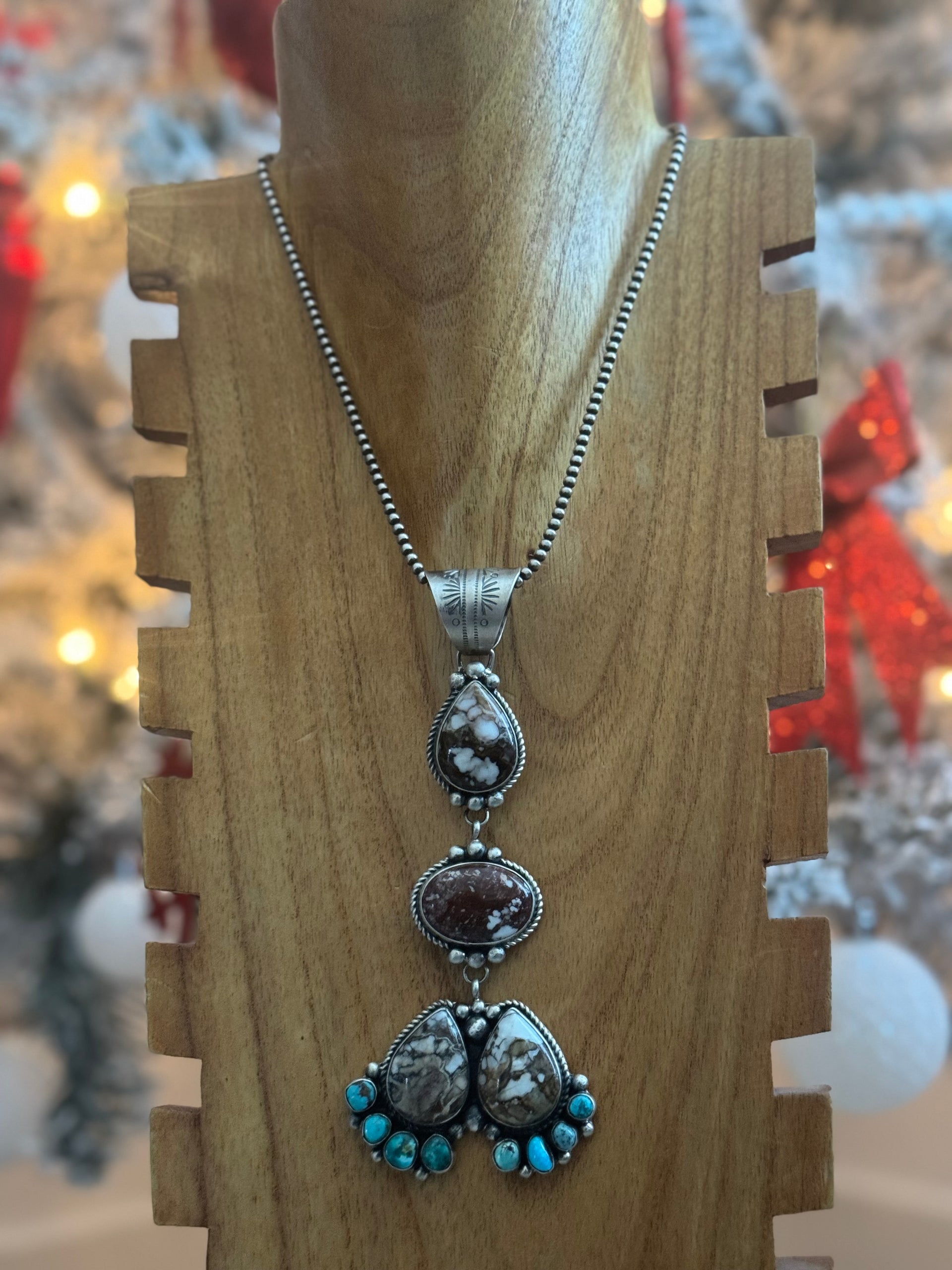 Kathleen Yazzie Multi Stone & Sterling Silver Pendant