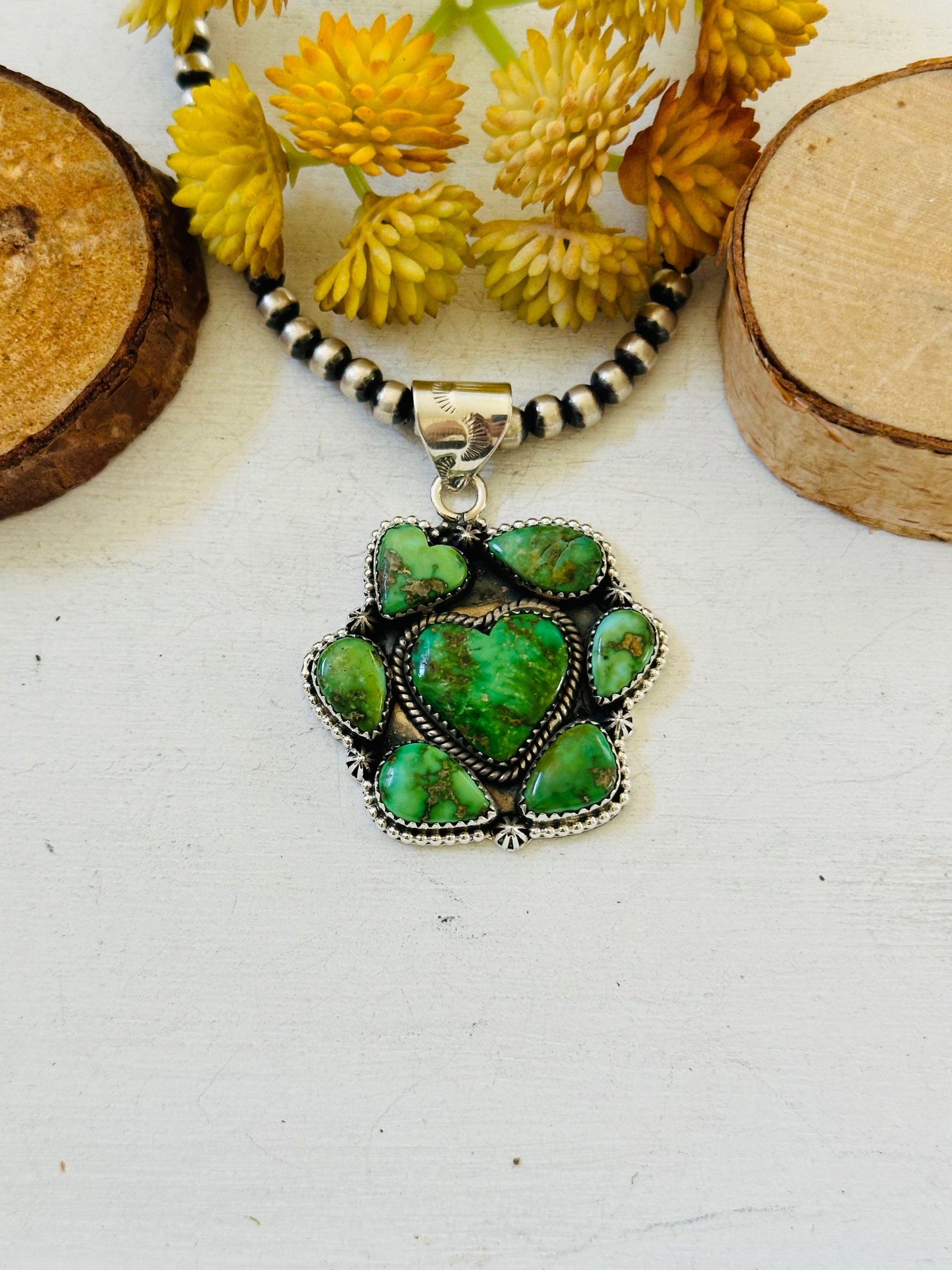 Southwest Handmade Sonoran Mountain Turquoise & Sterling Silver Pendant