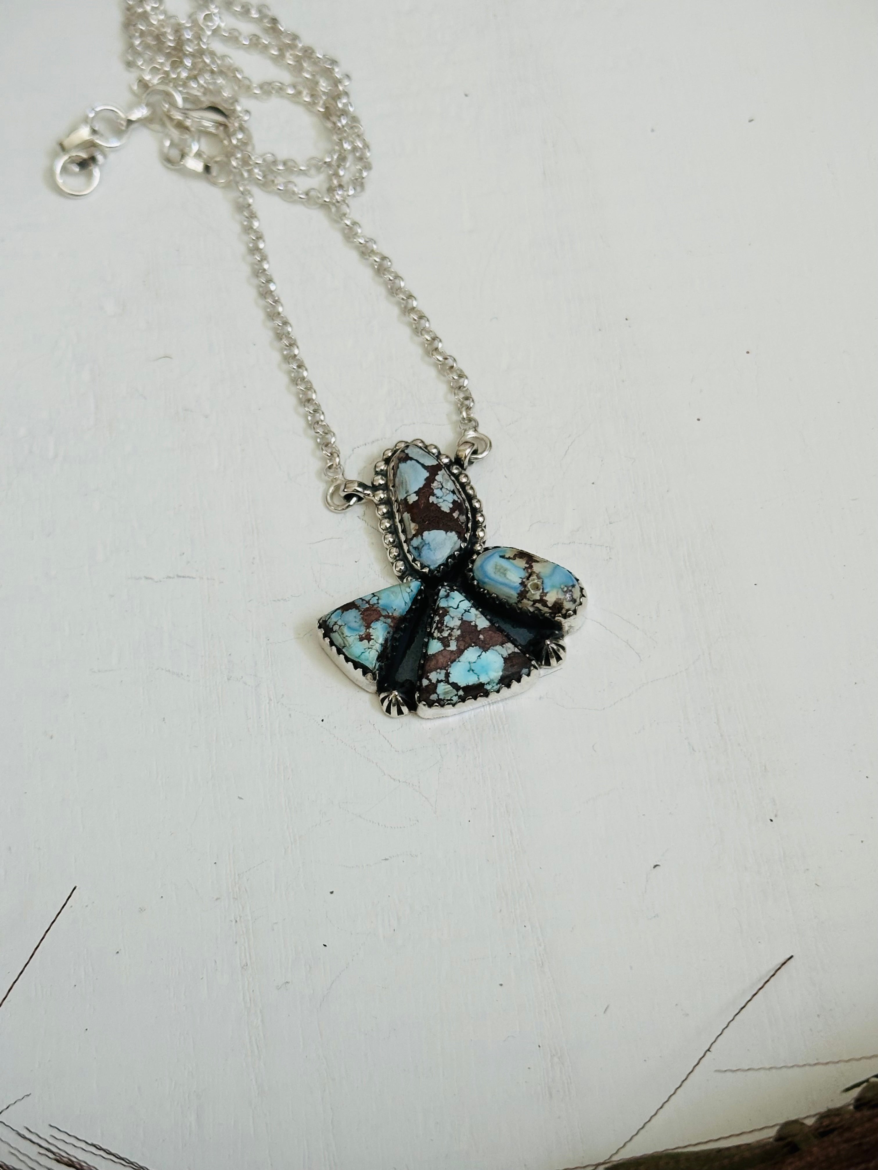 TTD “Blossom” Golden Hills Turquoise & Sterling Silver Cluster Necklace