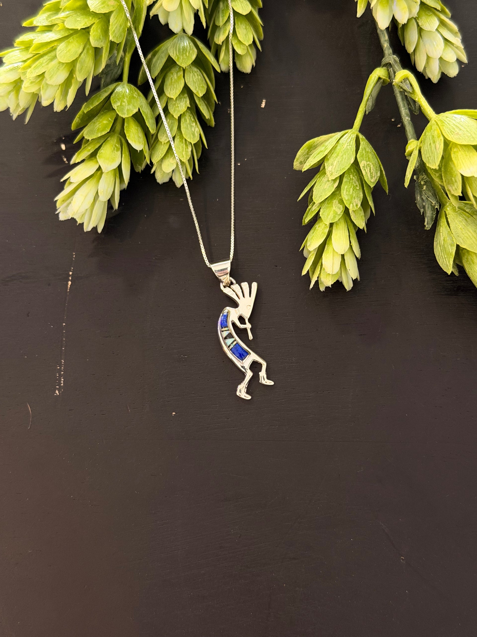 Navajo Made Multi Stone & Sterling Silver Inlay Necklace