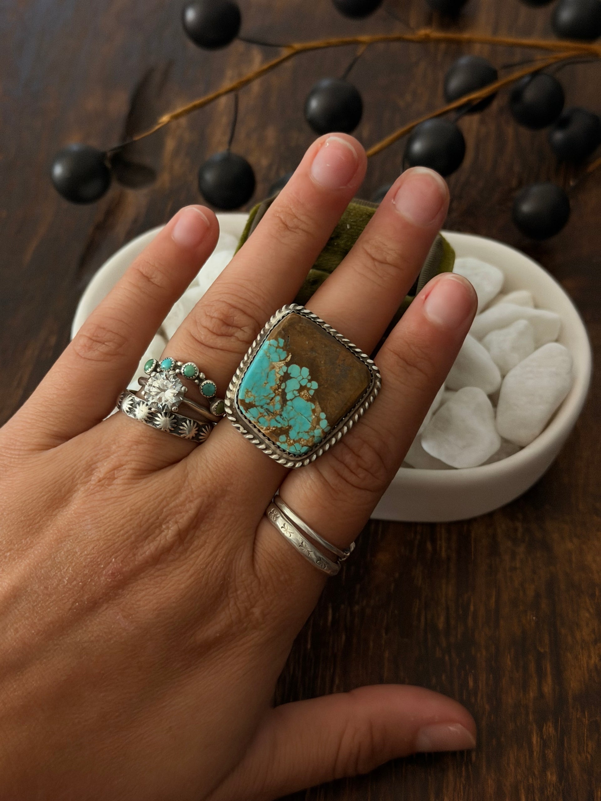 Leslie Nez Mine 8 Turquoise & Sterling Silver Adjustable Ring